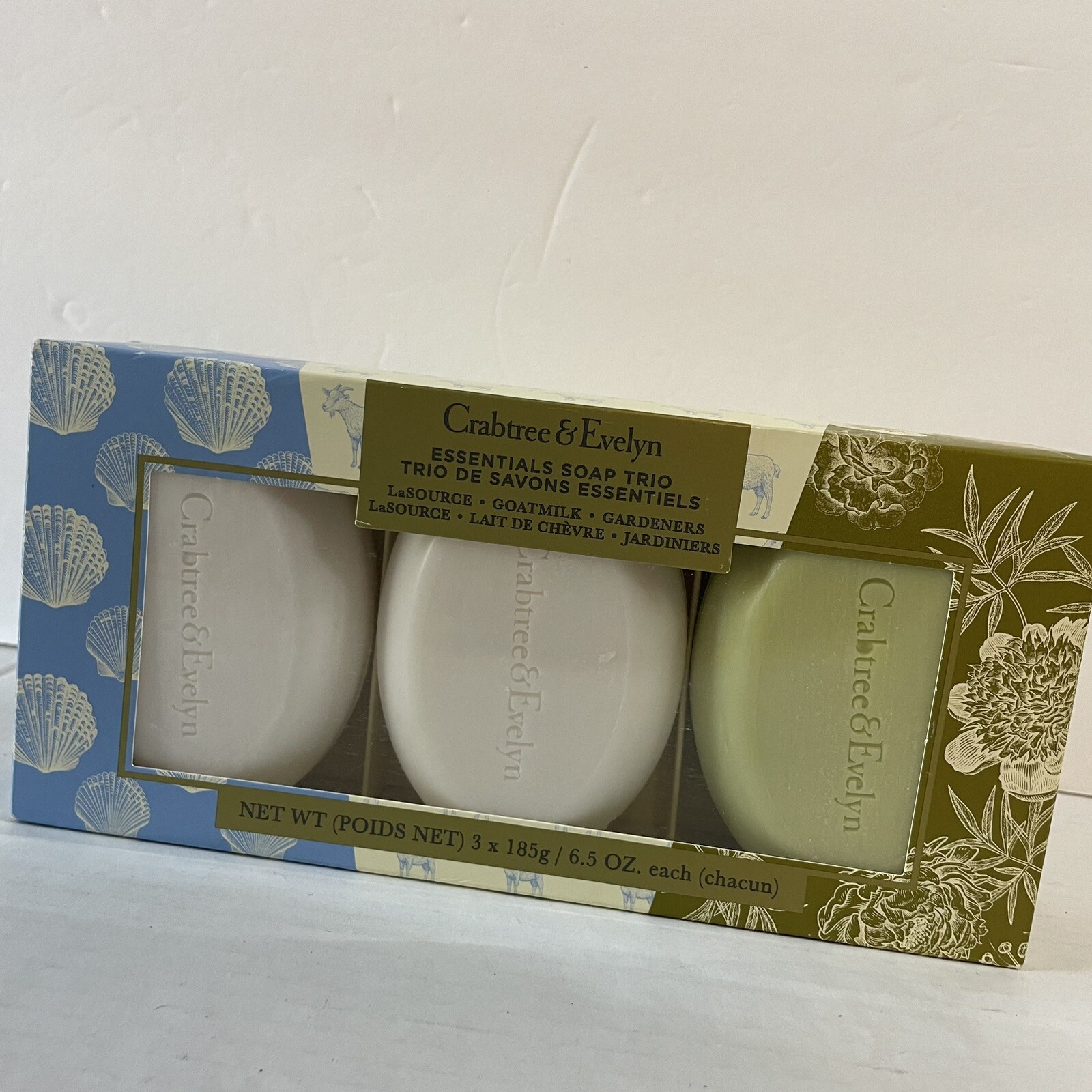 Crabtree & Evelyn Essentials Soap Trio La Source Goat Milk Gardener 6.5 Oz Each