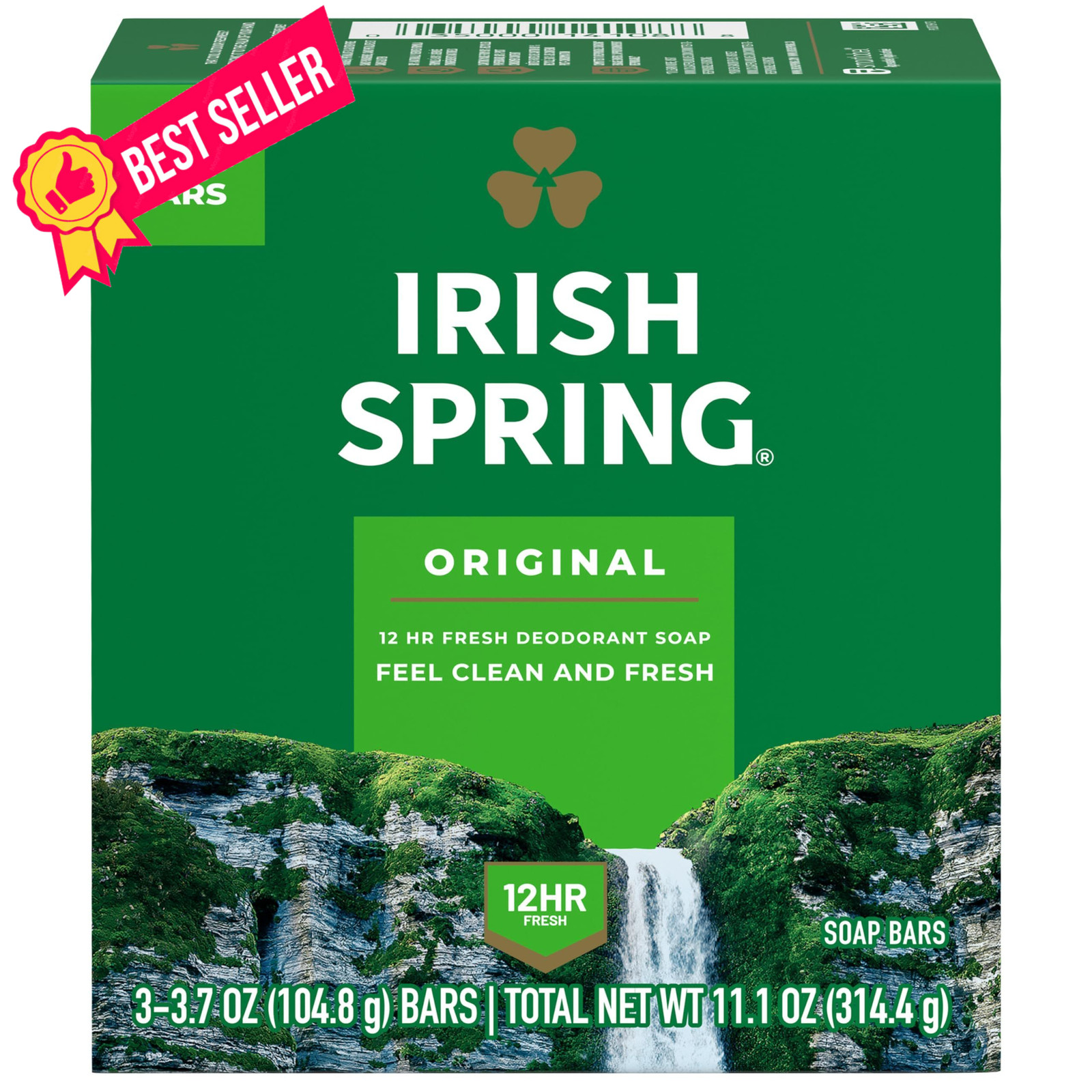 Irish Spring Bar Soap for Men, Original Clean, 3.75 Ounce (Pack of 24), Green