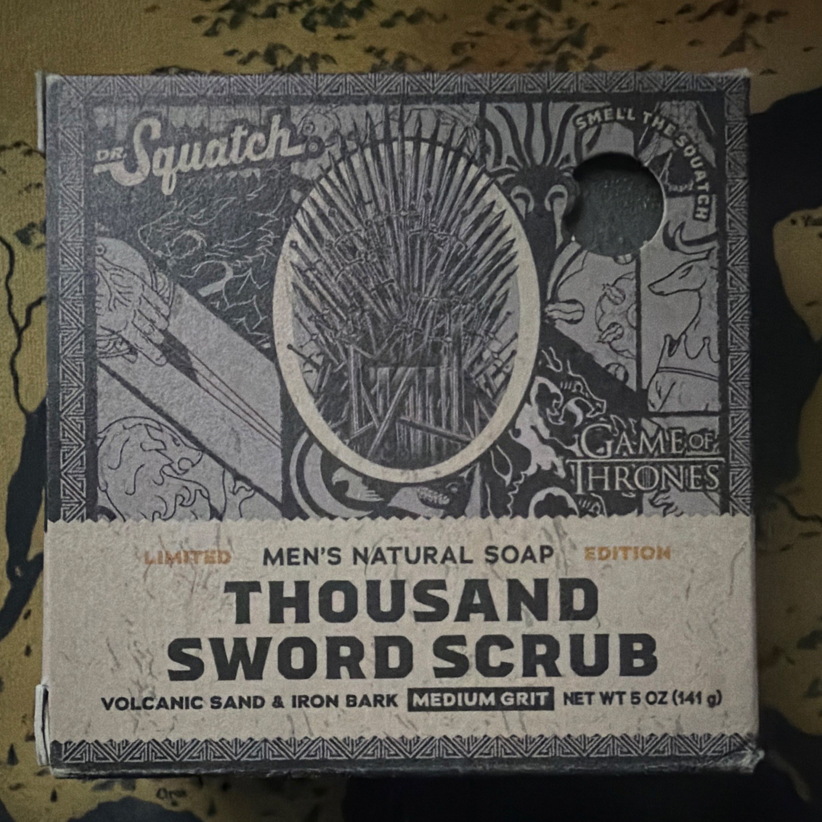 Dr. Squatch Game of Thrones Men’s Soap, Thousand Sword Scrub Volcanic Sand 5 oz