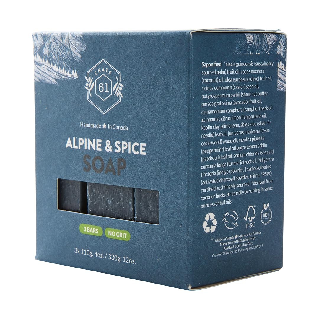 Handmade Canada Plant-Based Bar Soap 3 Pack – Alpine & Spice, Face & Body