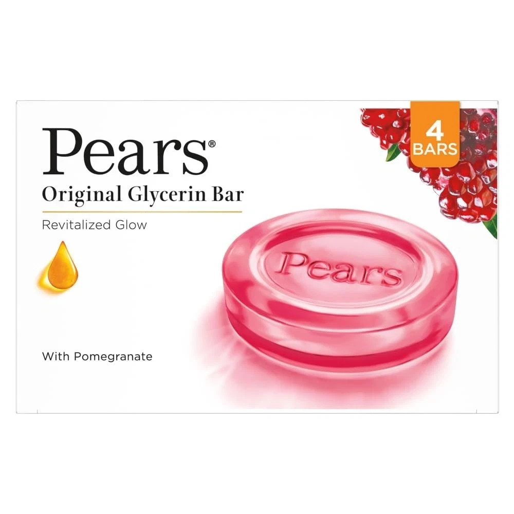 Pears Original Glycerin Soap Bar-Revitalized Glow|With 98%Pure Glycerin 125gm x4