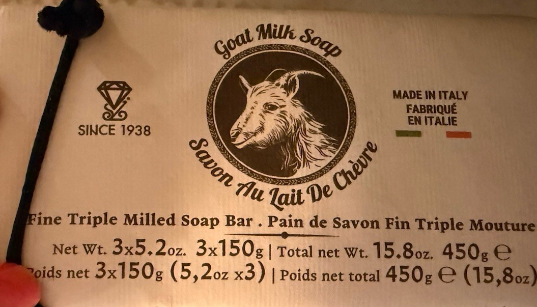 Italian Goat Milk Bar Soap Triple Milled 4x2x1 Pack of 3 3X5.2 oz