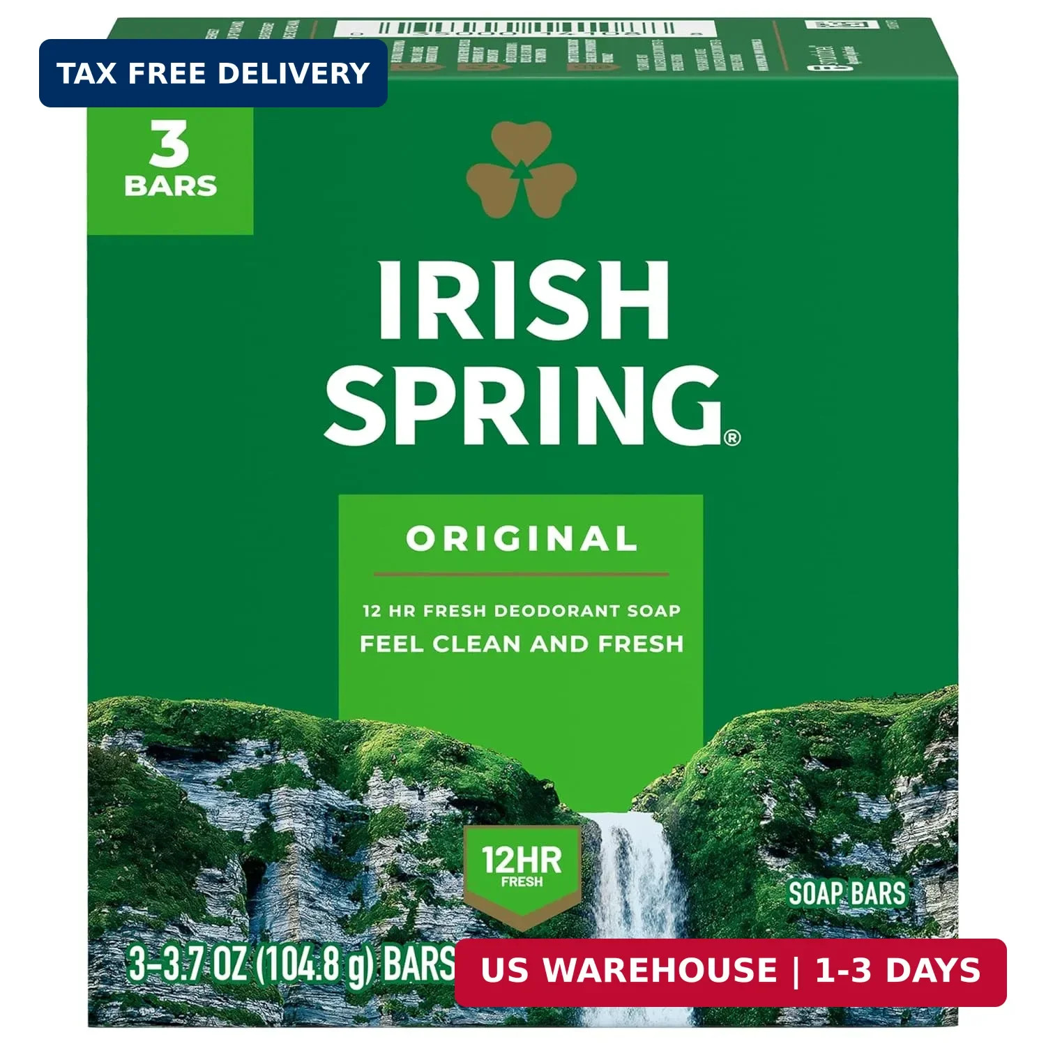 Irish Spring Bar Soap for Men, Original Clean, Smell Fresh and Clean for 12 Hour