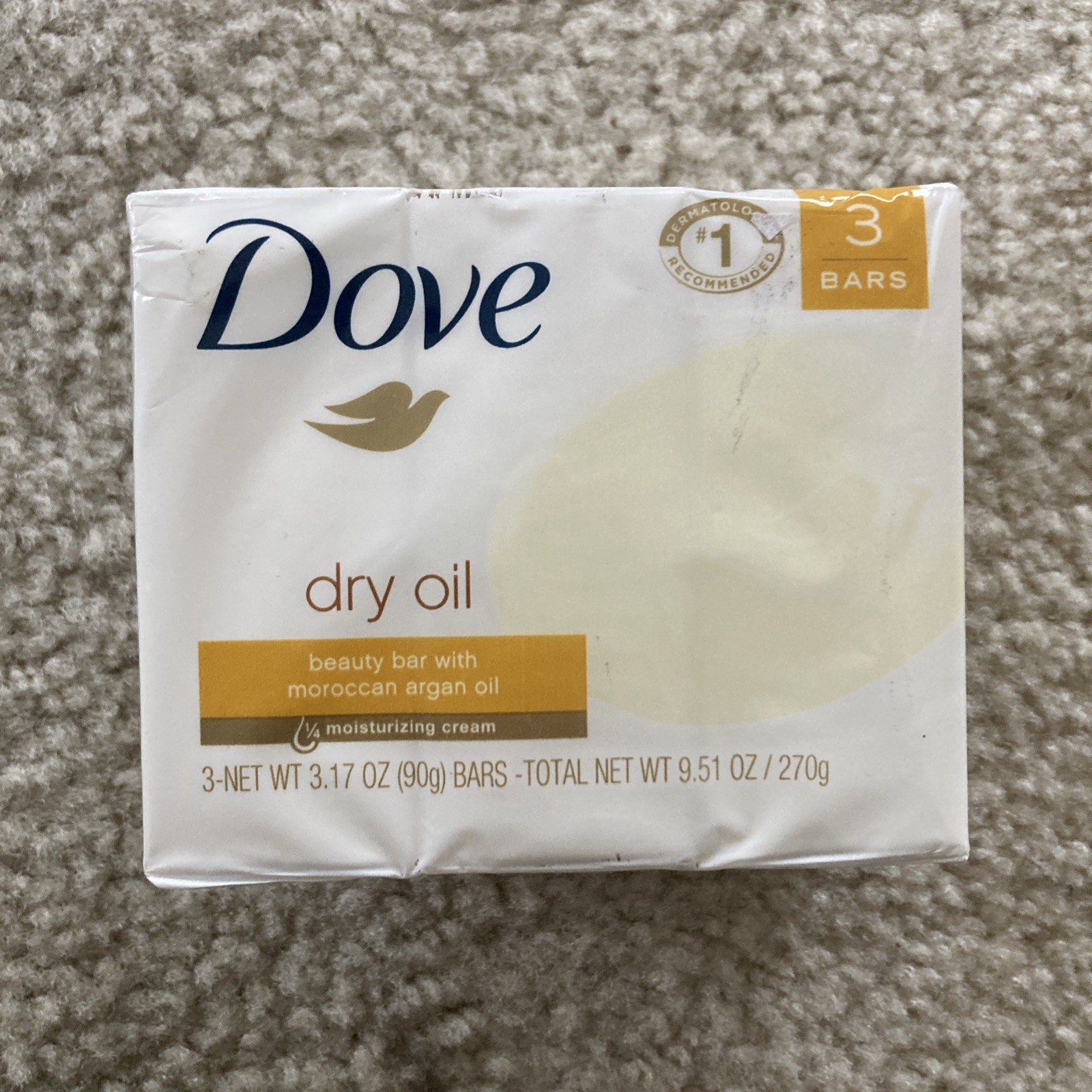 Dove Dry Oil Beauty Bar With Moroccan Argan Oil 3 Bars 3.17 oz NOS made in USA