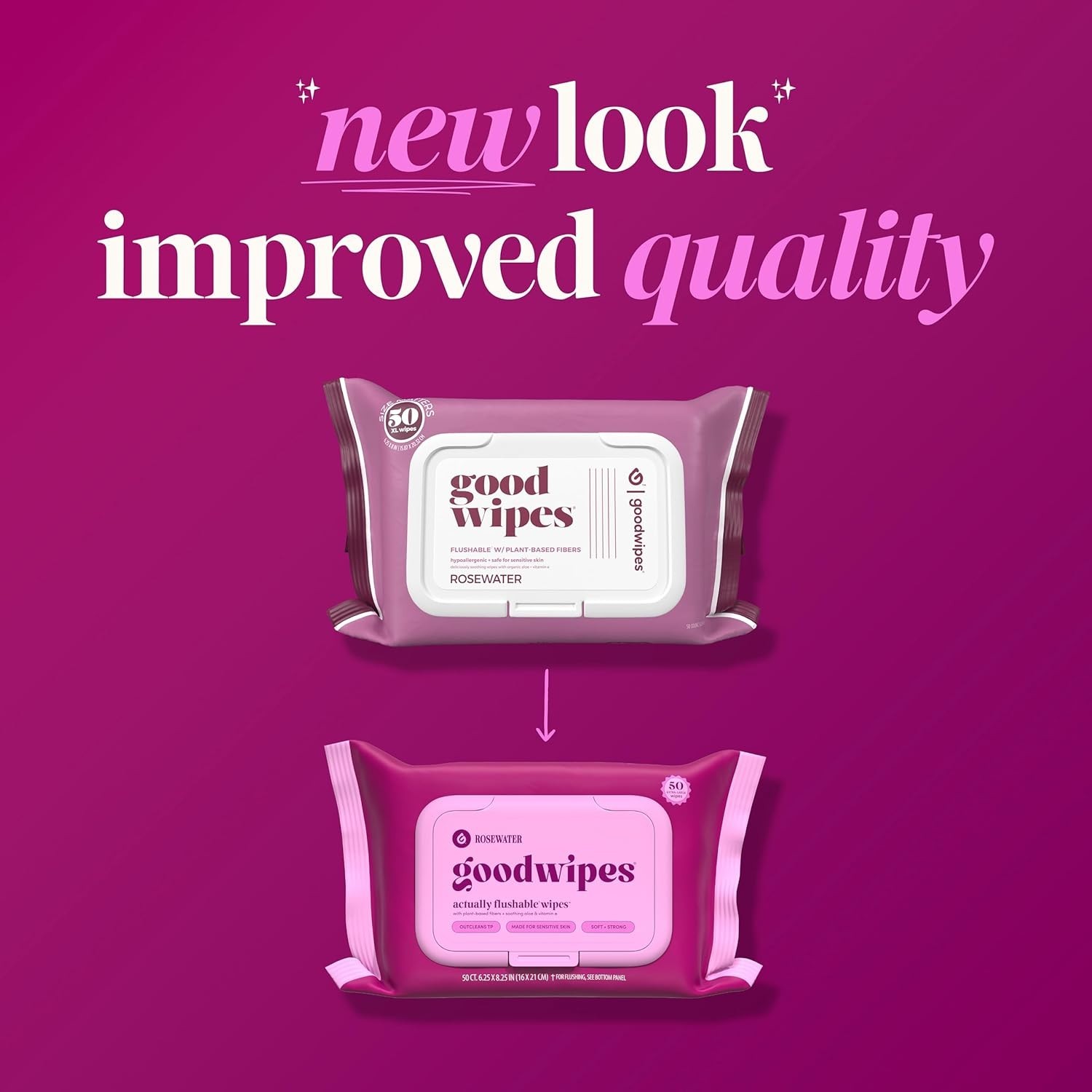 Flushable Wet Wipes Rosewater Adults Large Safe Septic Travel Bathroom