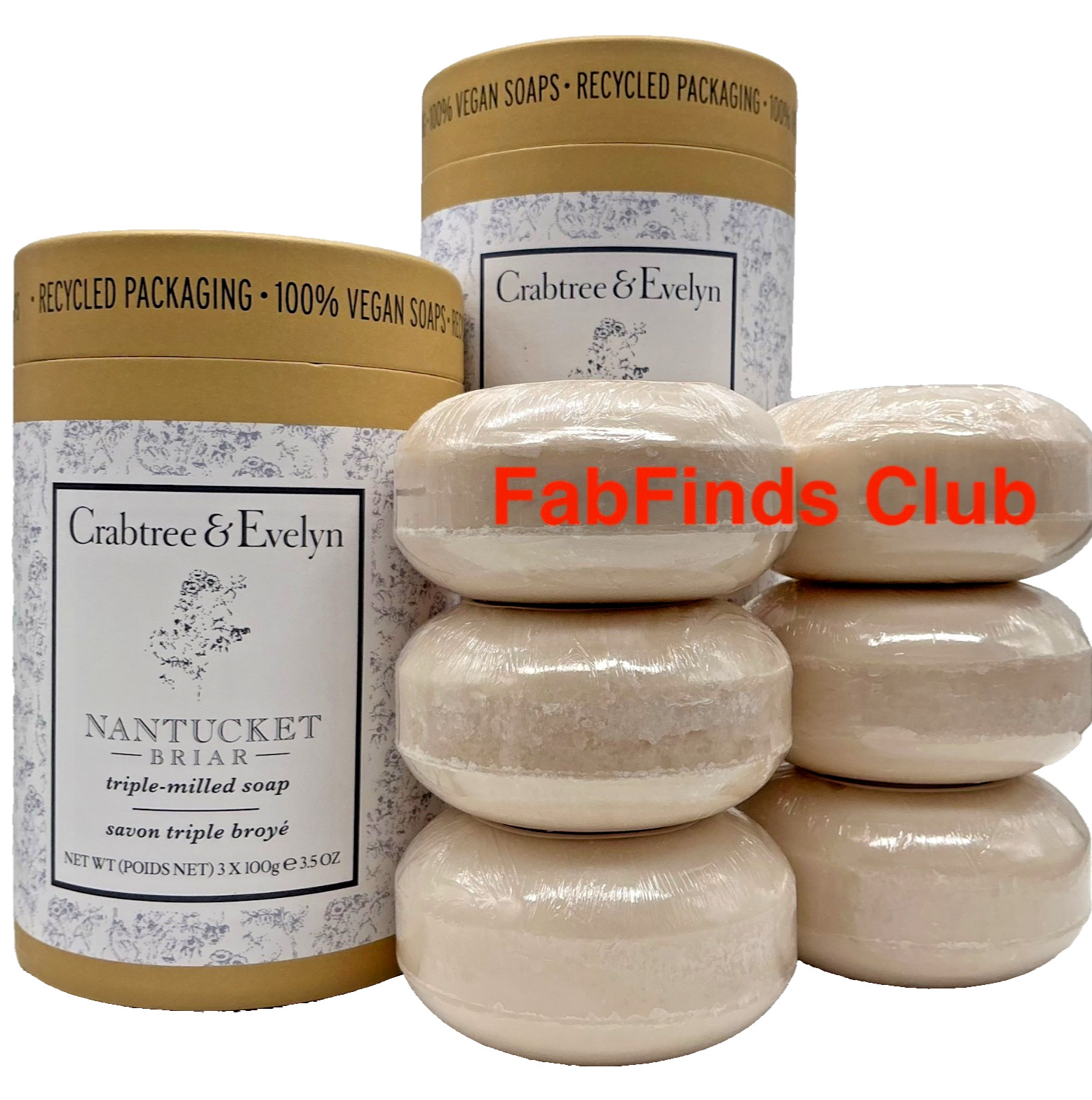 Crabtree & Evelyn Nantucket Briar Bar Soap 6pc Set Gift Ready Box