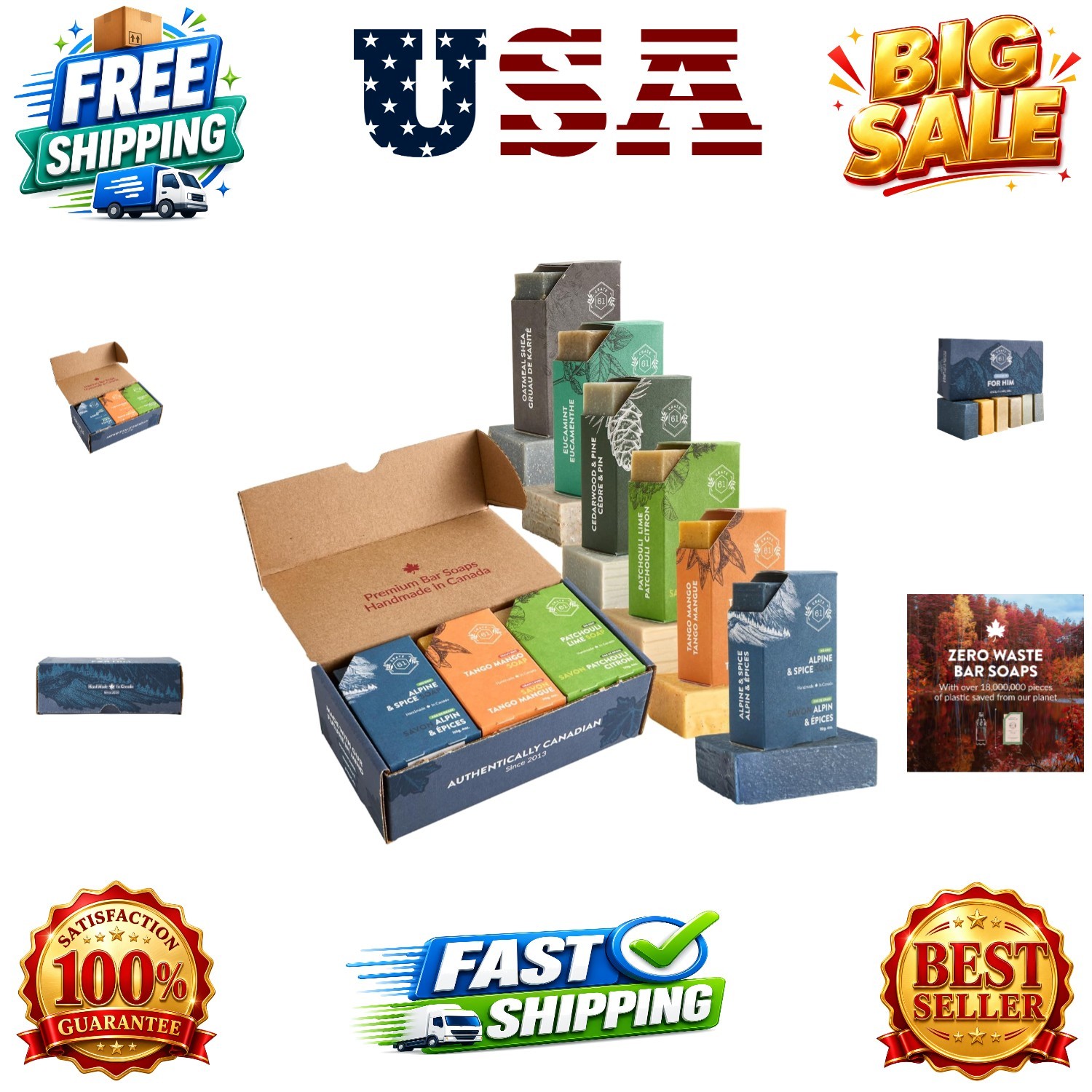 Handmade in Canada, Plant Based Cold Process Natural Bar Soap, With Essentia…