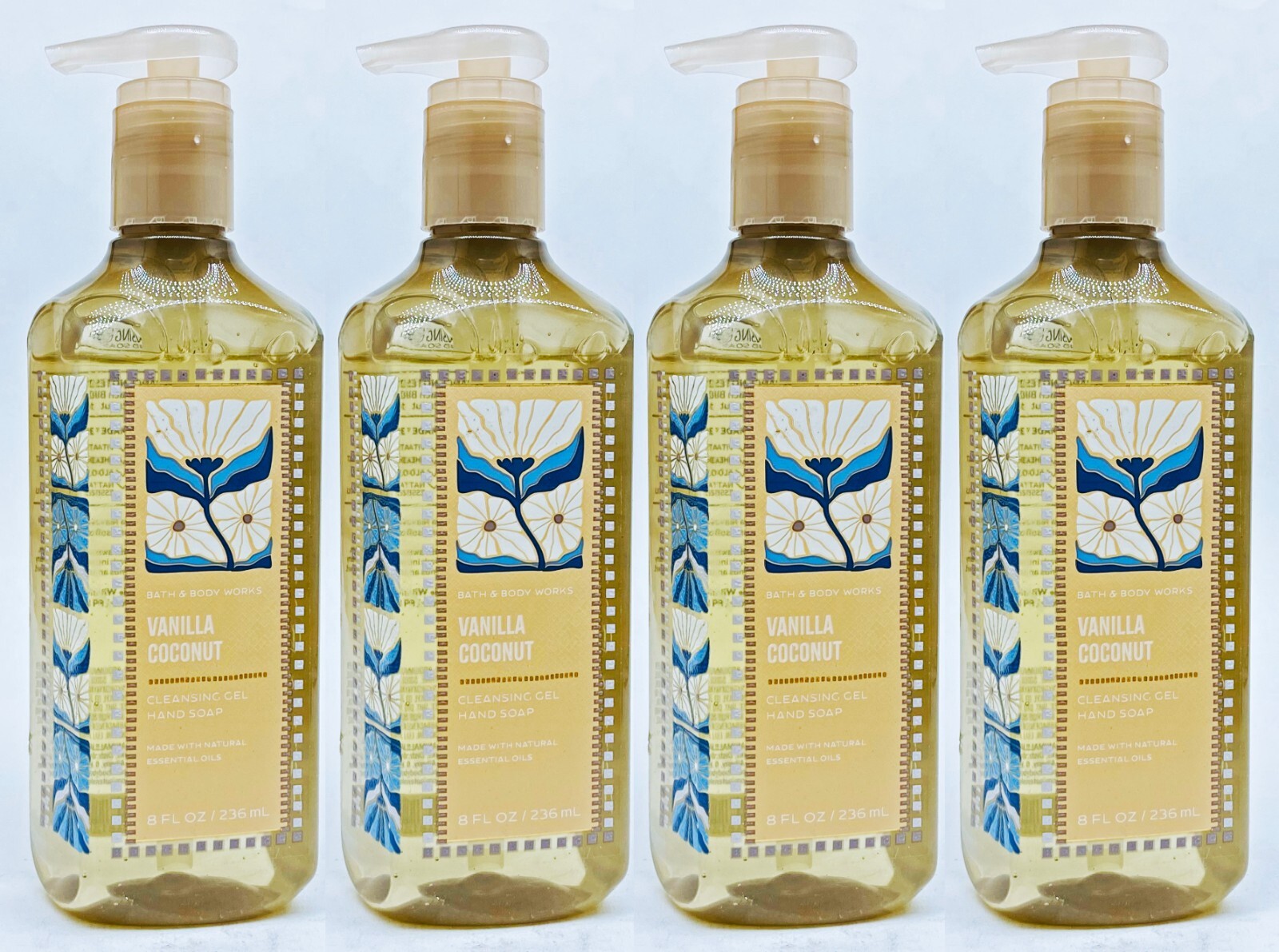 4 Bath & Body Works VANILLA COCONUT Cleansing Gel Hand Soap 8.0 oz