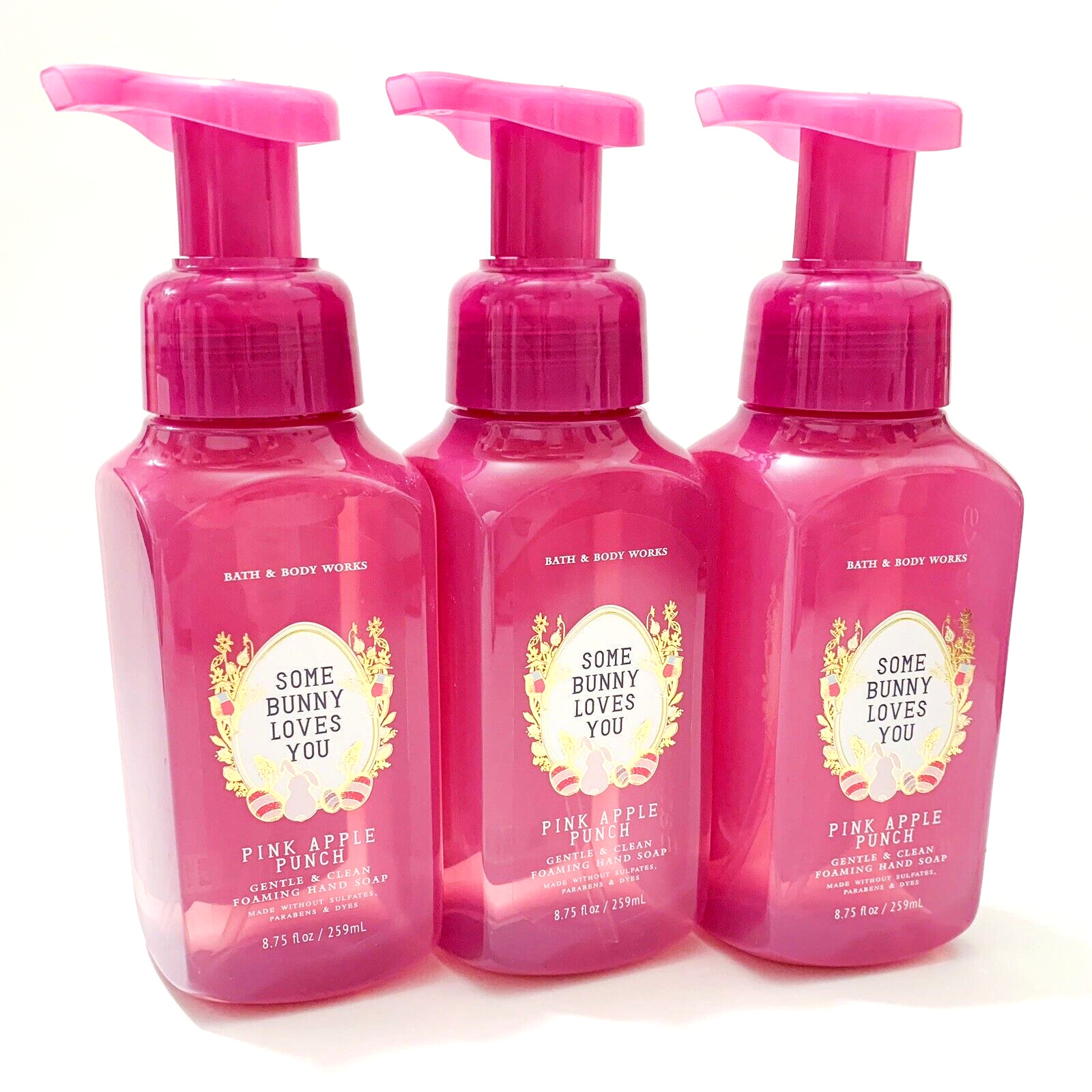 3-Pack Bath & Body Works SOME BUNNY LOVES YOU PINK APPLE PUNCH Foaming Hand Soap