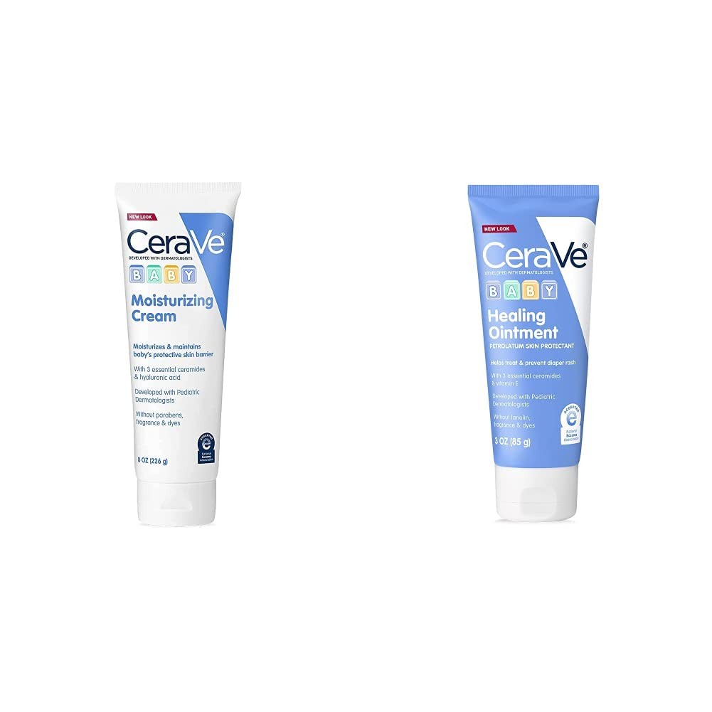 CeraVe Baby Moisturizing Cream + Healing Ointment Bundle 8 Ounce (Pack of 1)
