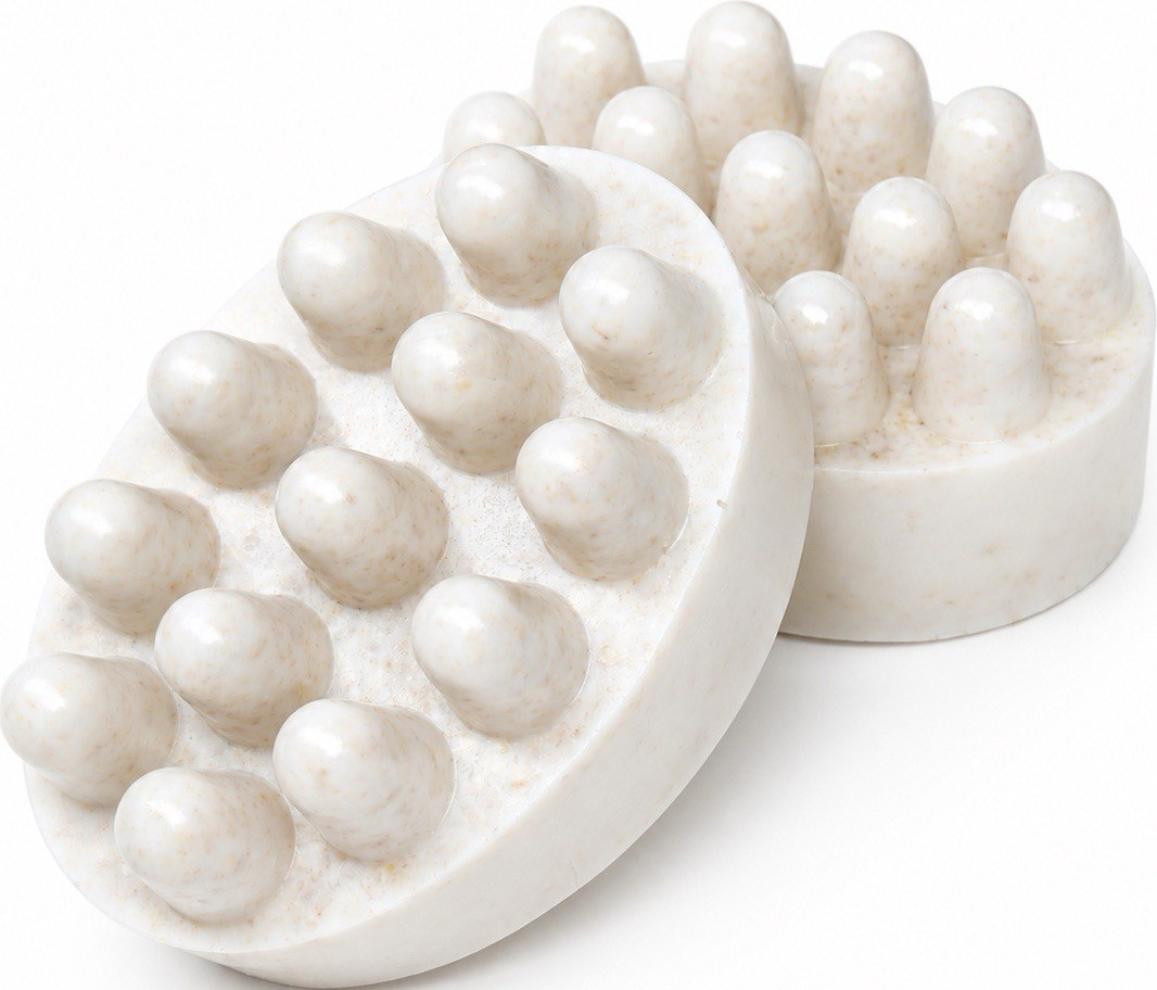 Oval Massage Bar Soap with Nubs, White, Unisex, Regular Size, Body & Hands