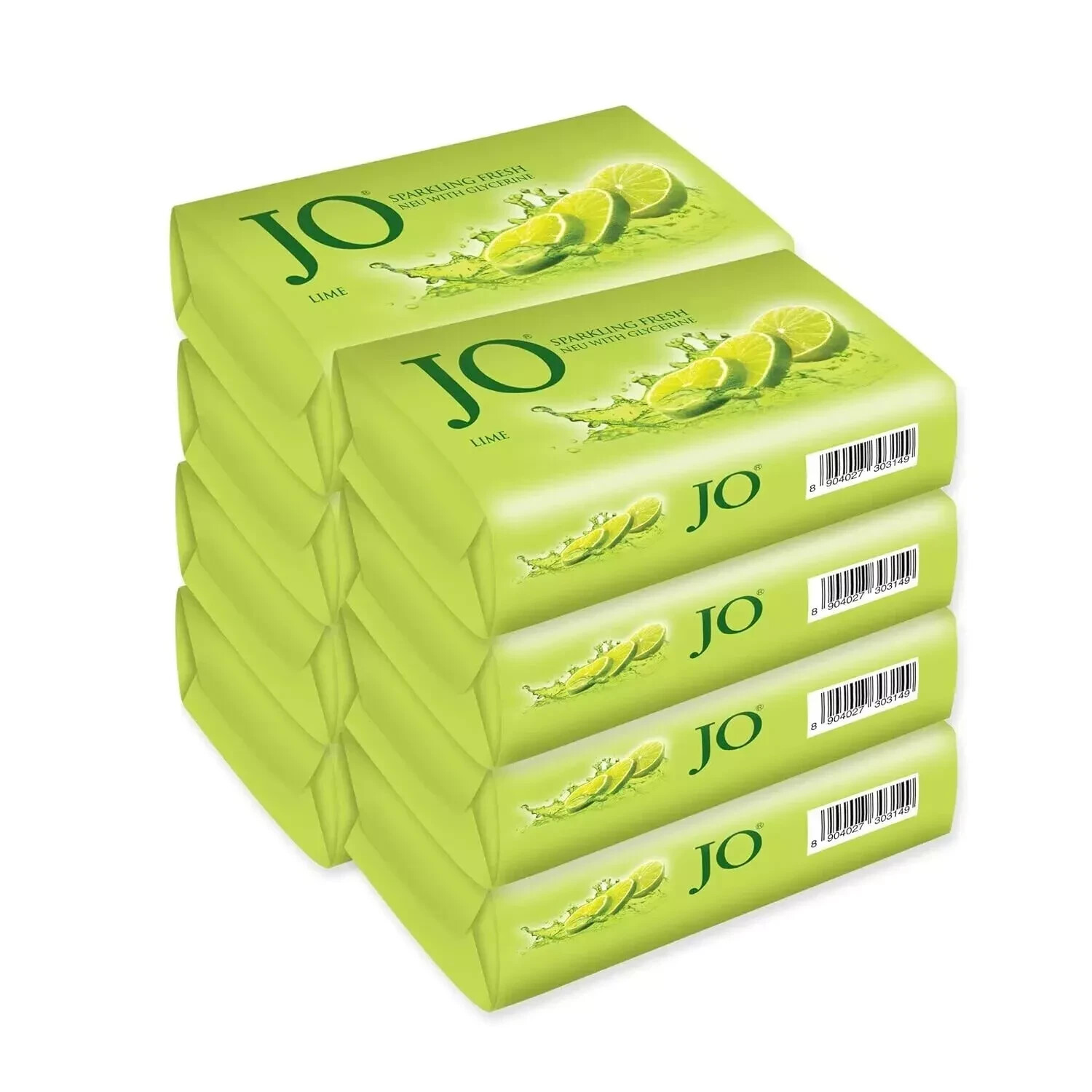 Jo Sparkling Fresh With Glycerine lime fragrance Soap Each 150gm Pack of 8