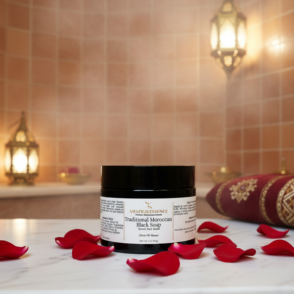 Traditional Moroccan Black Soap – Olive Oil Hammam Paste for Exfoliation