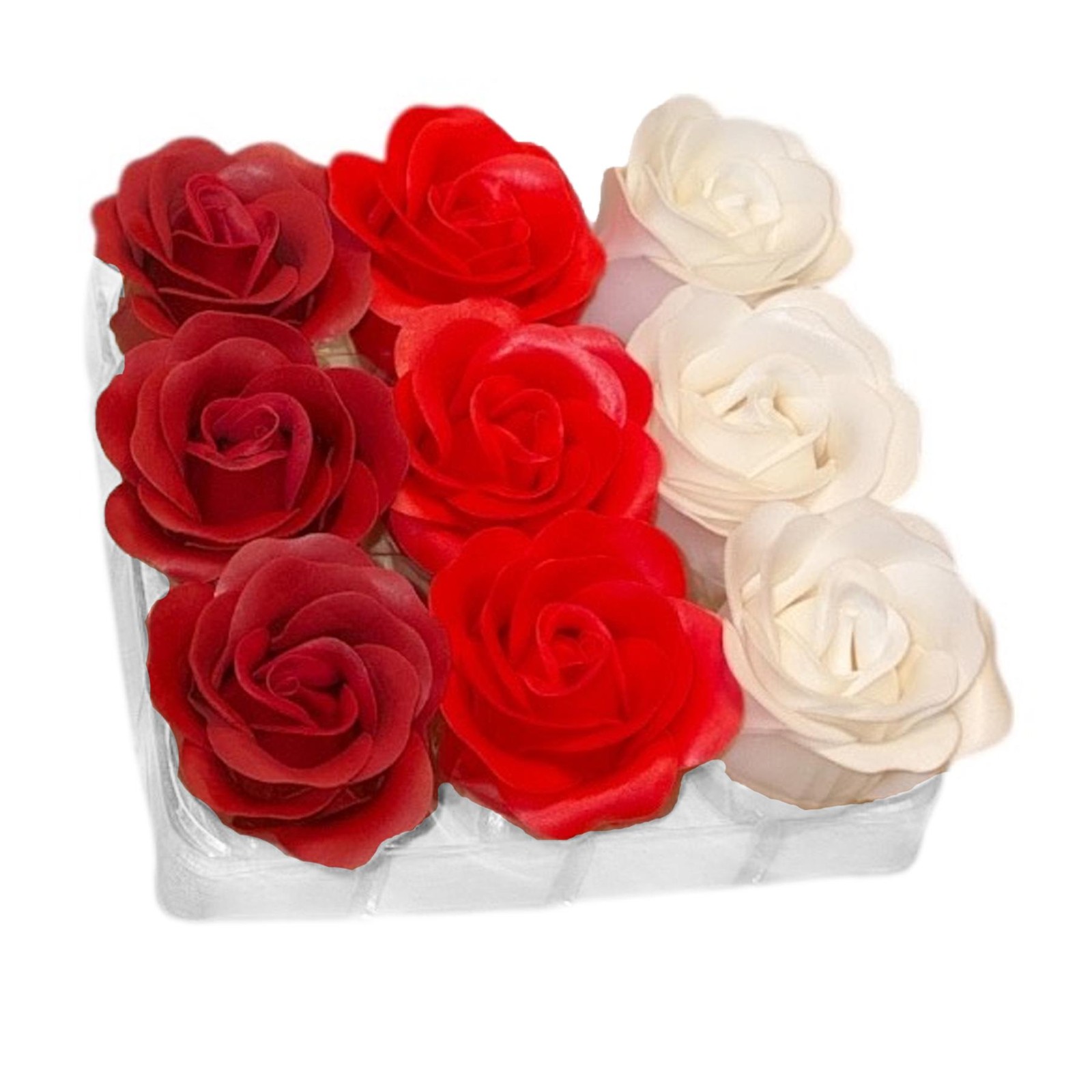 Soap Roses Set of 9 Valentines and Mothers Day Gift Boxed – Red And White