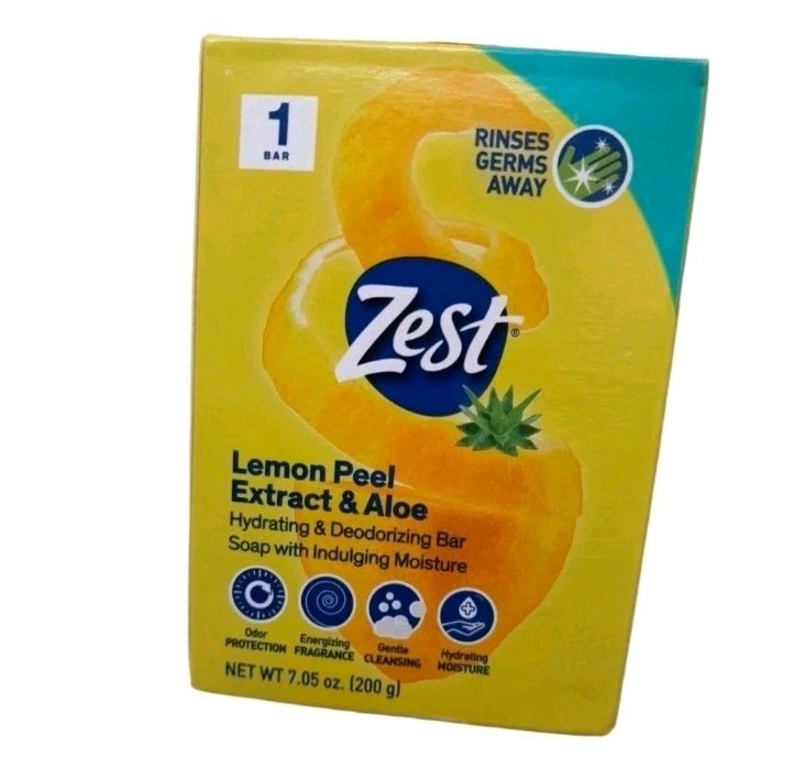 🆕️ ZEST 7.05 Oz BAR ●LEMON PEEL EXTRACT & ALOE● Hydrating & Deodorizing Soap🫧.