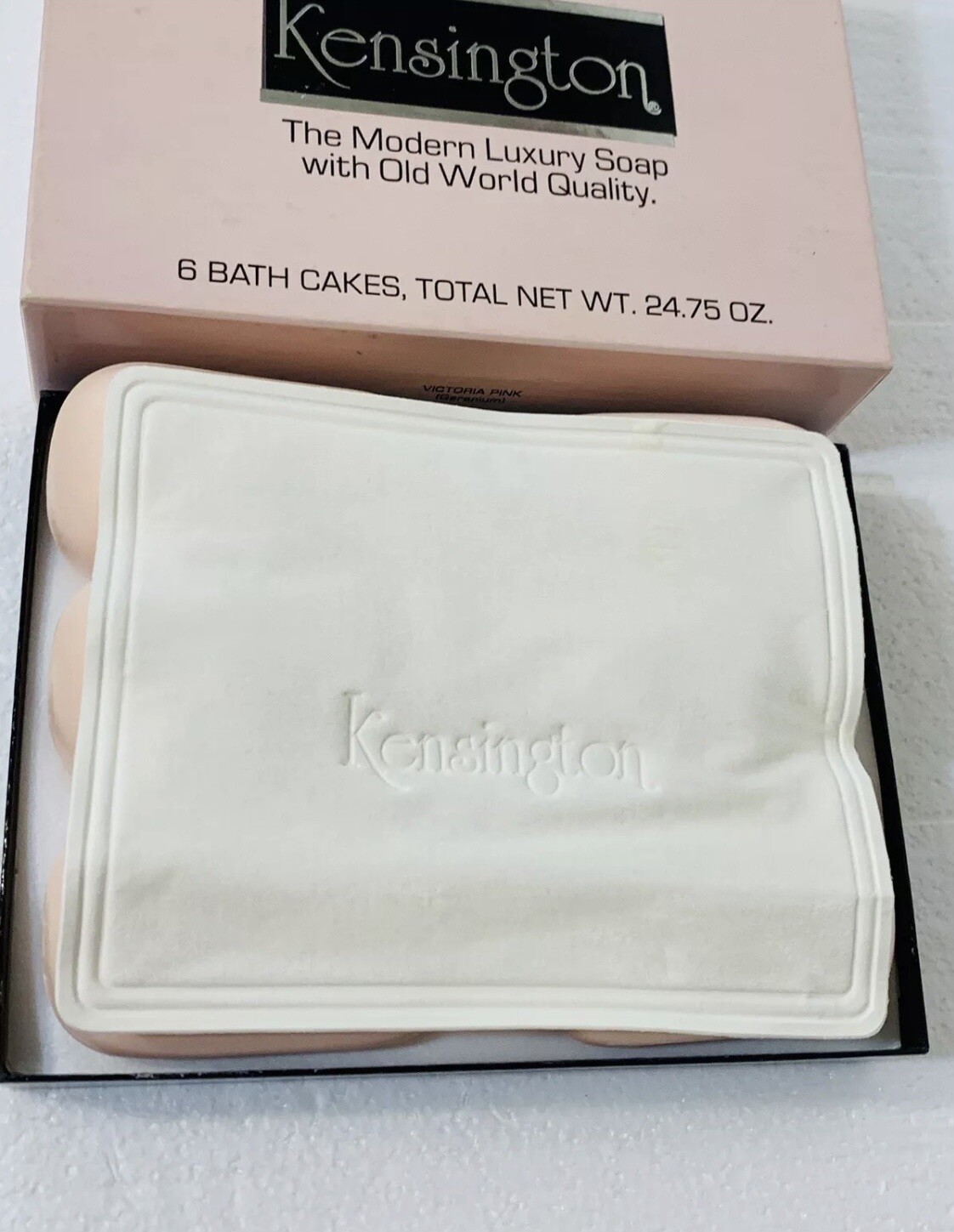VINTAGE KENSINGTON 6 PC BOXED SET LUXURY GERANIUM SCENT BAR BATH SOAP 24.75 OZ