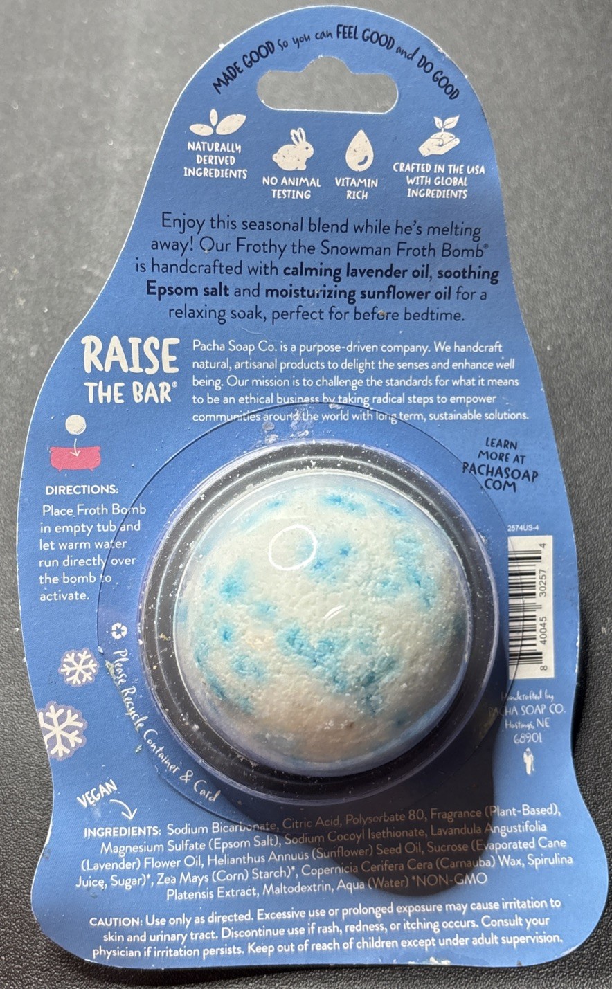 Pacha SOAP Frothy The Snowman Froth Bomb