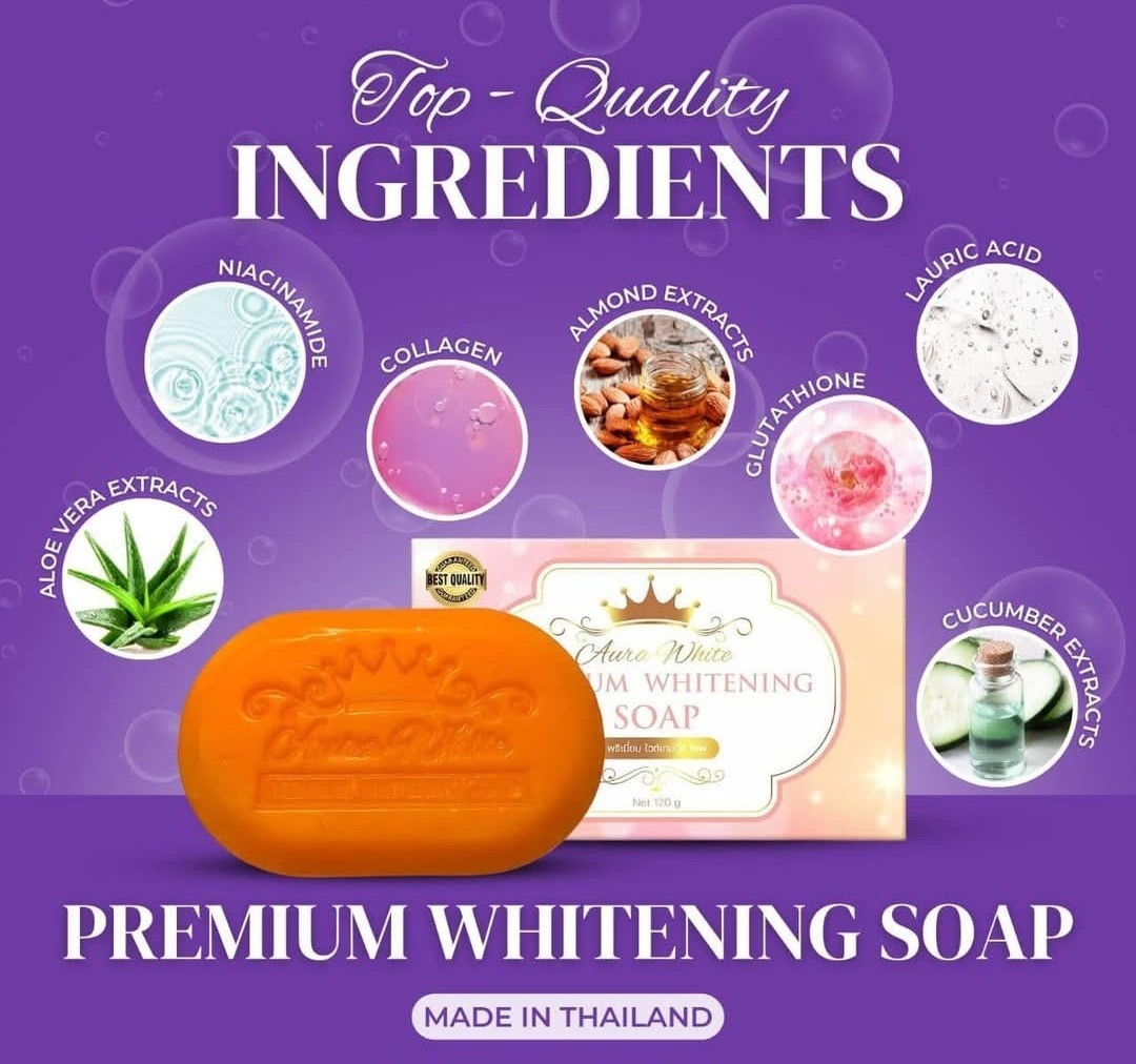 Aura White Premium Whitening Face&Body Soap 120g✨️👌, 1pc