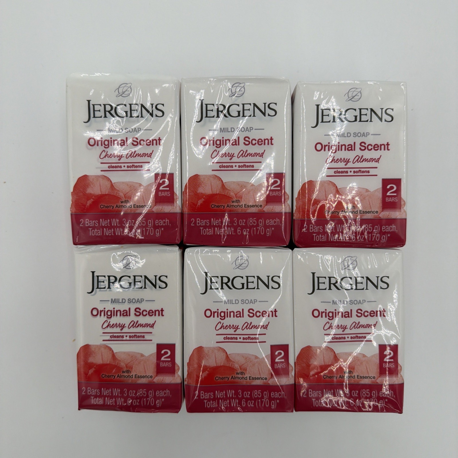 Jergens Mild Soap Cherry Almond – 12 Bars (6×2 Pack) – 3 Oz Each