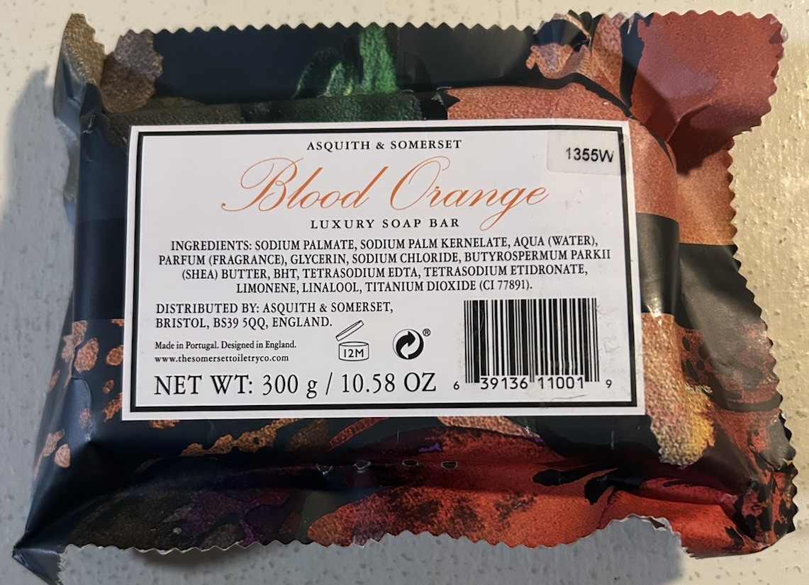 NEW Asquith Somerset Luxury Triple-Milled BarSoap 10.58 Oz Blood Orange Portugal