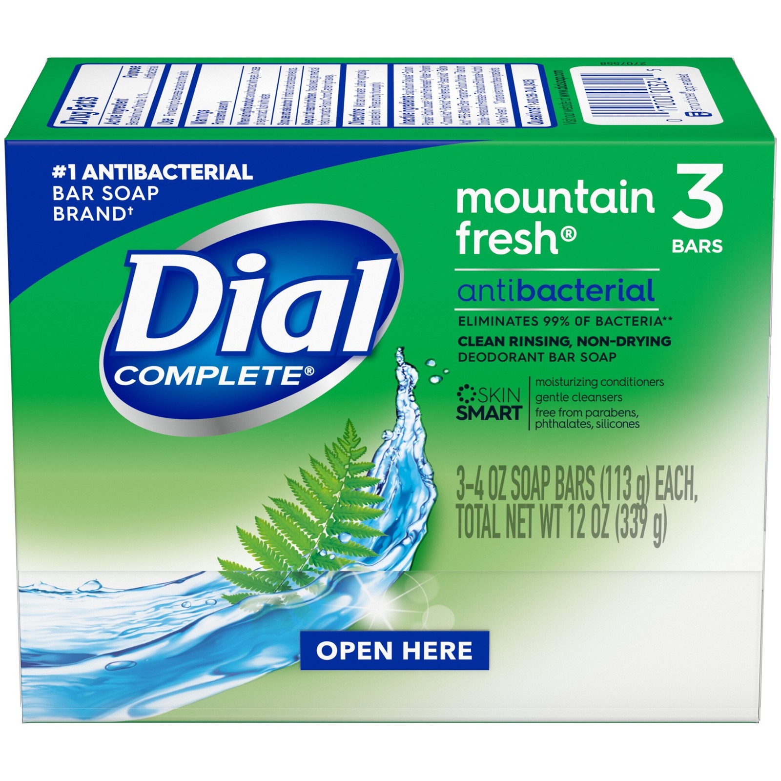 Dial Completee Mountain Fresh Antibacterial Soap 4oz. Bars, 3 Count – Pack of 5