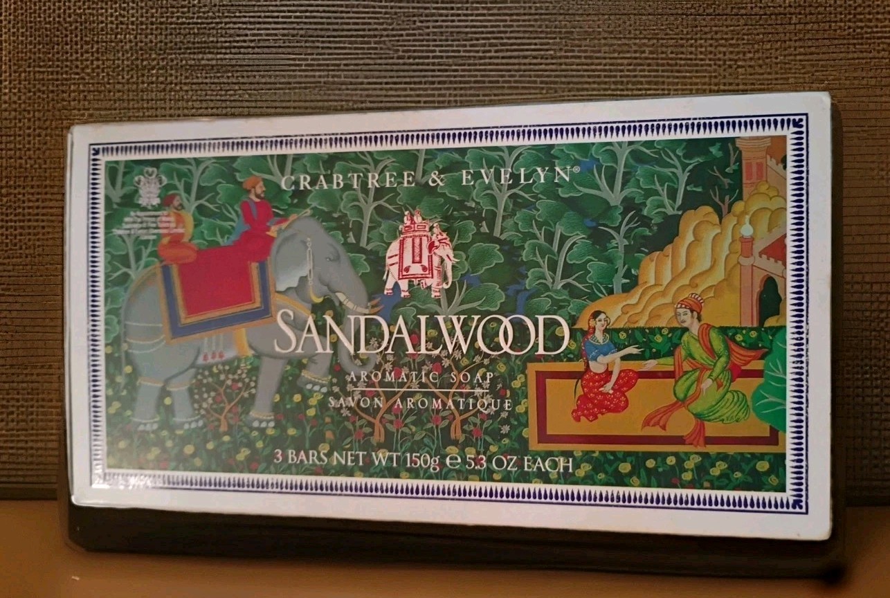 Crabtree & Evelyn For Men Sandalwood Aromatic Soap Box 2 Large 5.3 Oz Bars Rare