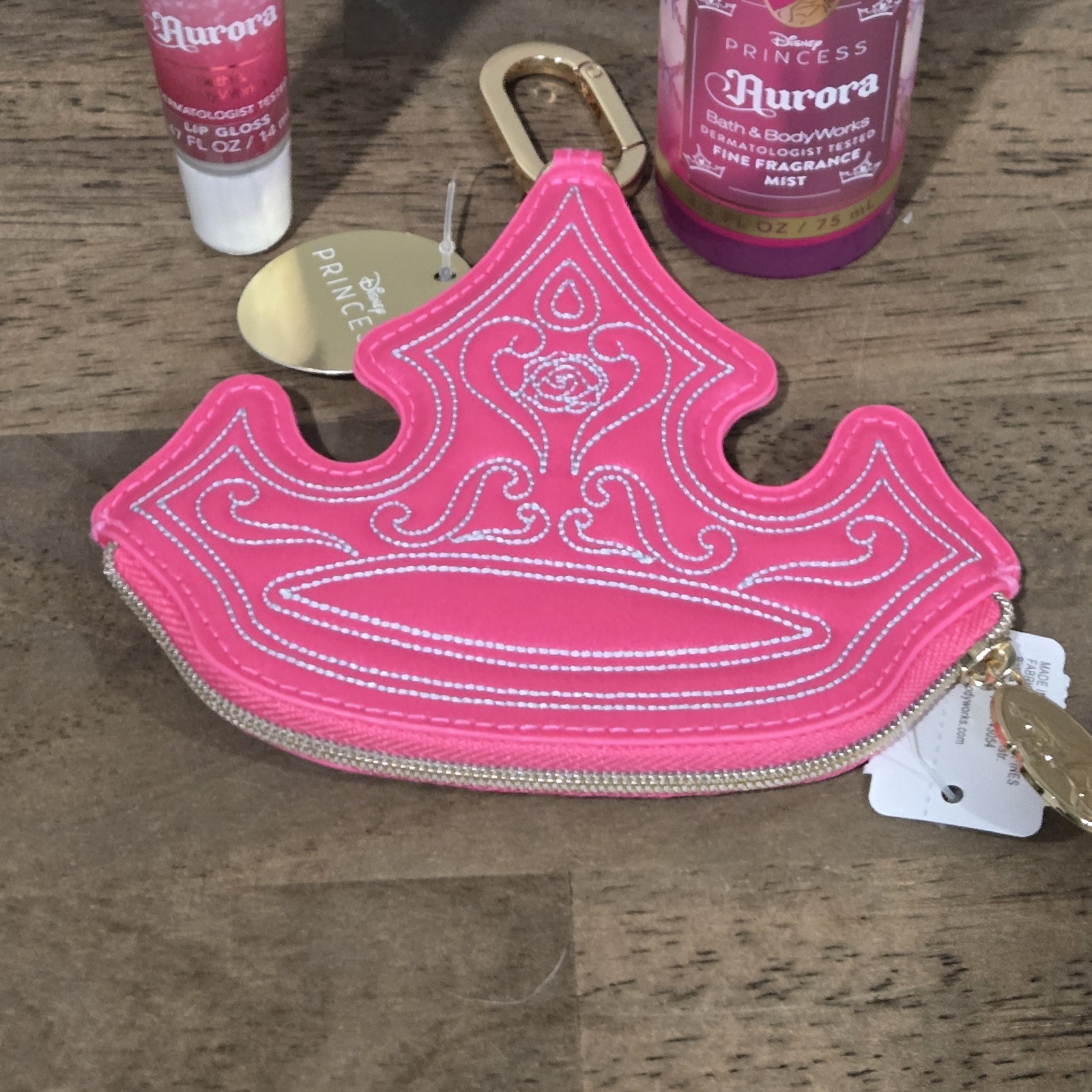 Bath & Body Works Disney Princess Aurora Coin Purse/Body Spray & Lip Gloss Set-3