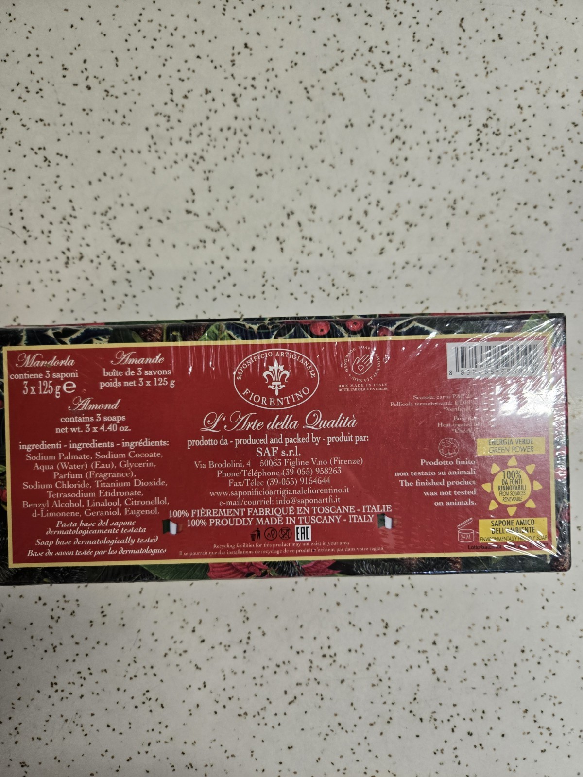 SAPONIFICIO ARTIGIANALE FIORENTINO ALMOND SCENTED SOAPS 4.40 OZ EACH CHRISTMAS