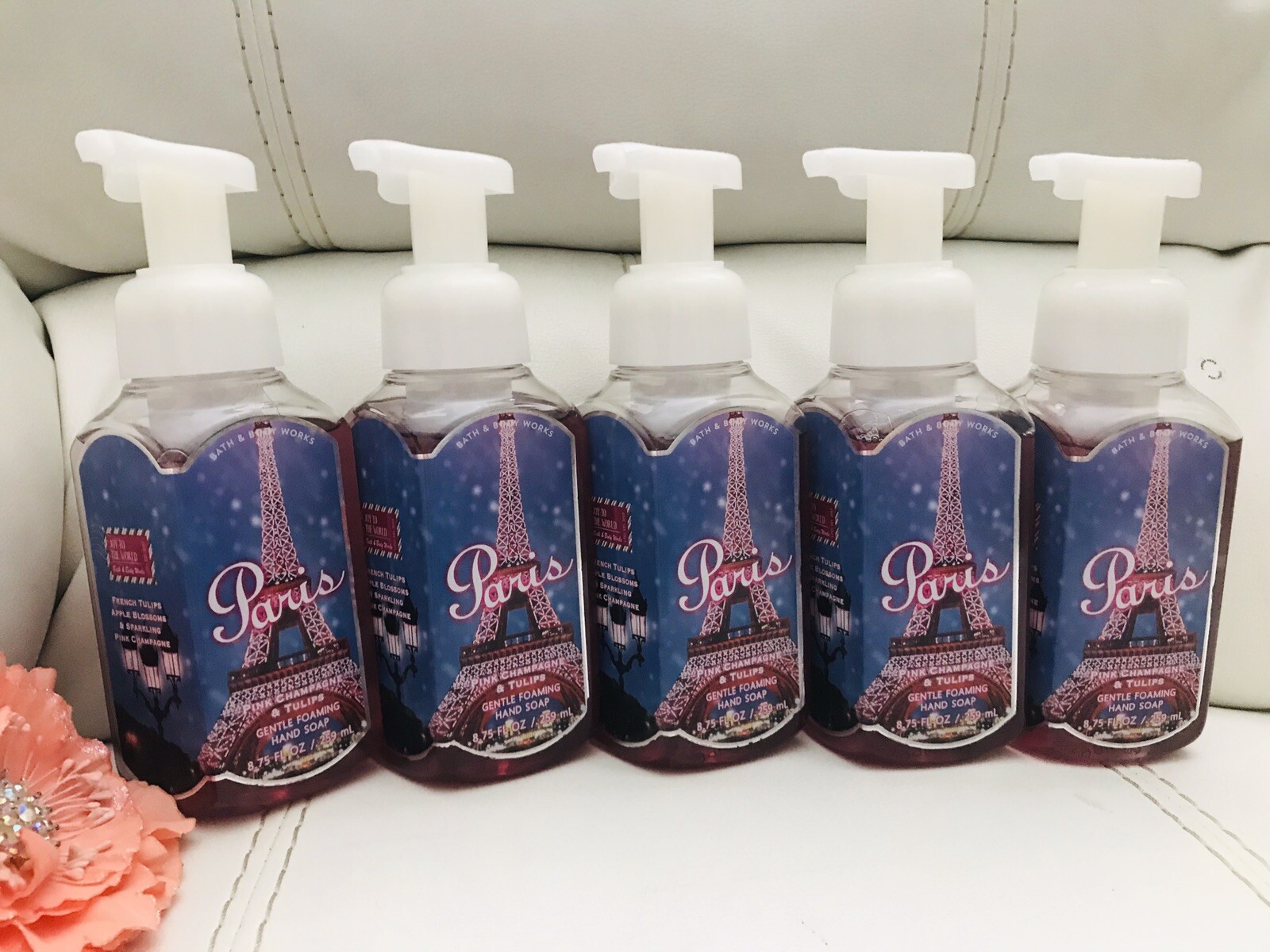 5x New Bath & Body Works PARIS Pink Champagne & Tulips Gentle Foaming Hand Soap