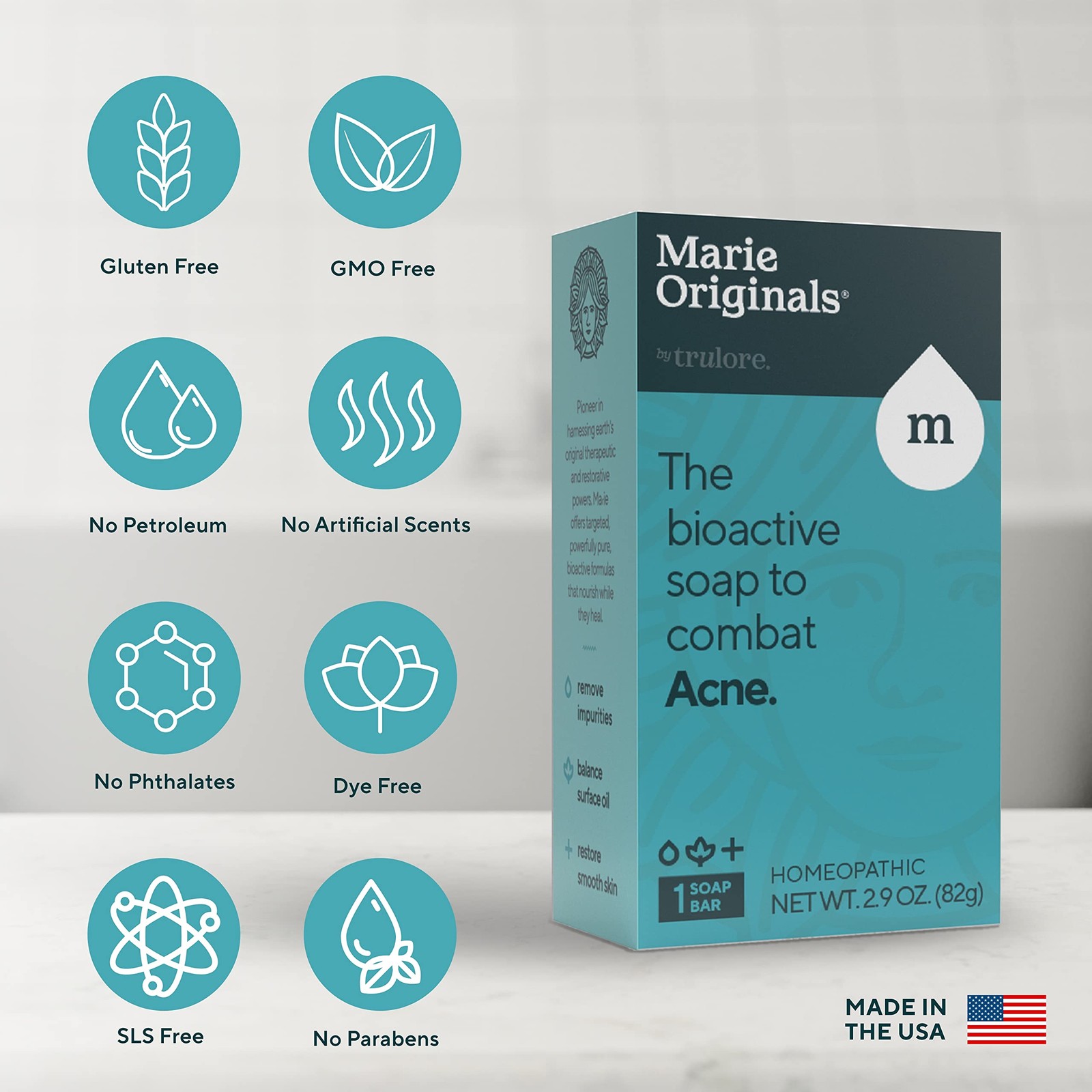 Marie’s Original Acne Bar Soap Cleanser for Face and Body | Acne Treatment wi…