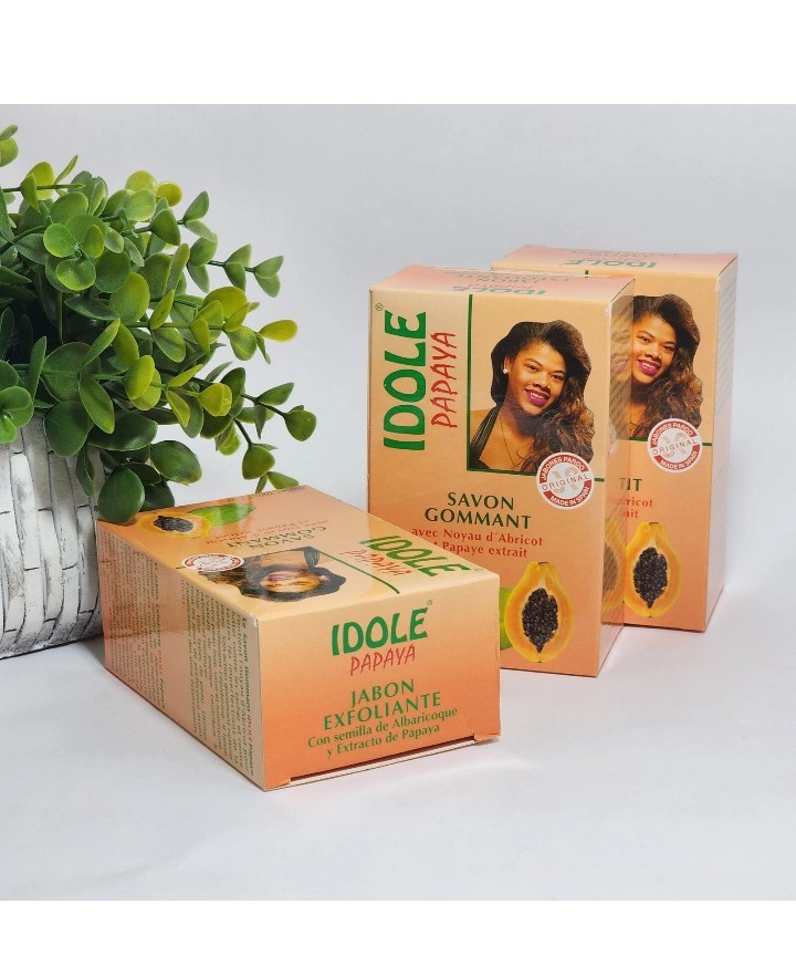 Idole Papaya Exfoliating Soap with Apricot Powder 7 oz (200g) – Lot of 3
