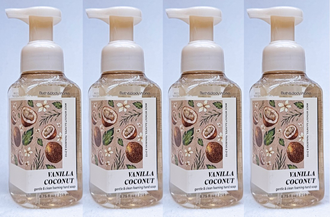 4 Bath & Body Works VANILLA COCONUT Gentle Foaming Hand Soap 8.75 oz