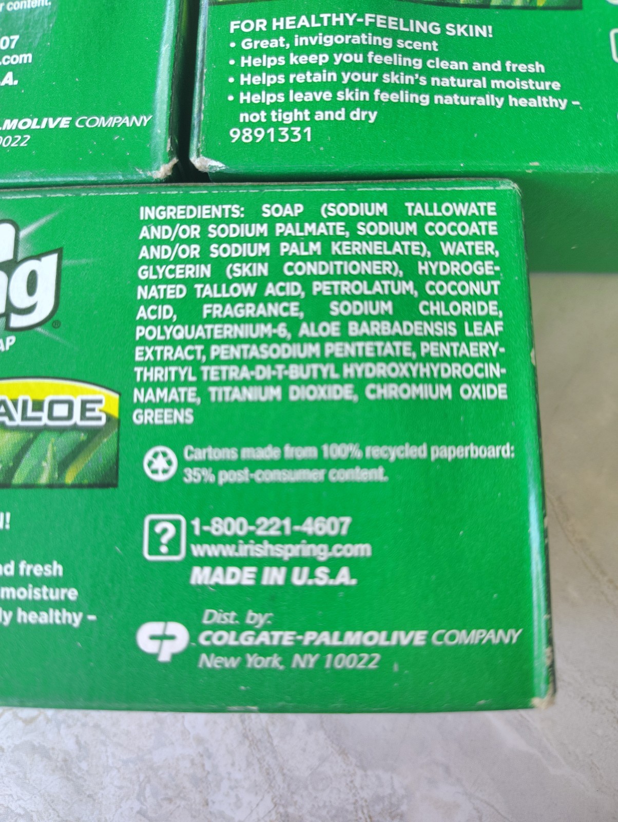 Vtg Soap Irish Spring LOT of 7 Bath Size Bars Deodorant 3.75 oz Aloe NO Flaxseed