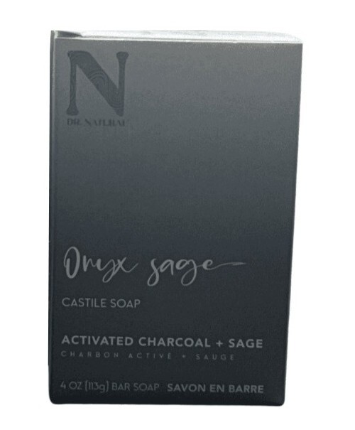 🐌 DR. NATURAL 4 Oz. (113g) BAR ●ONYX SAGE● Charcoal + Sage Castile Soap🫧.
