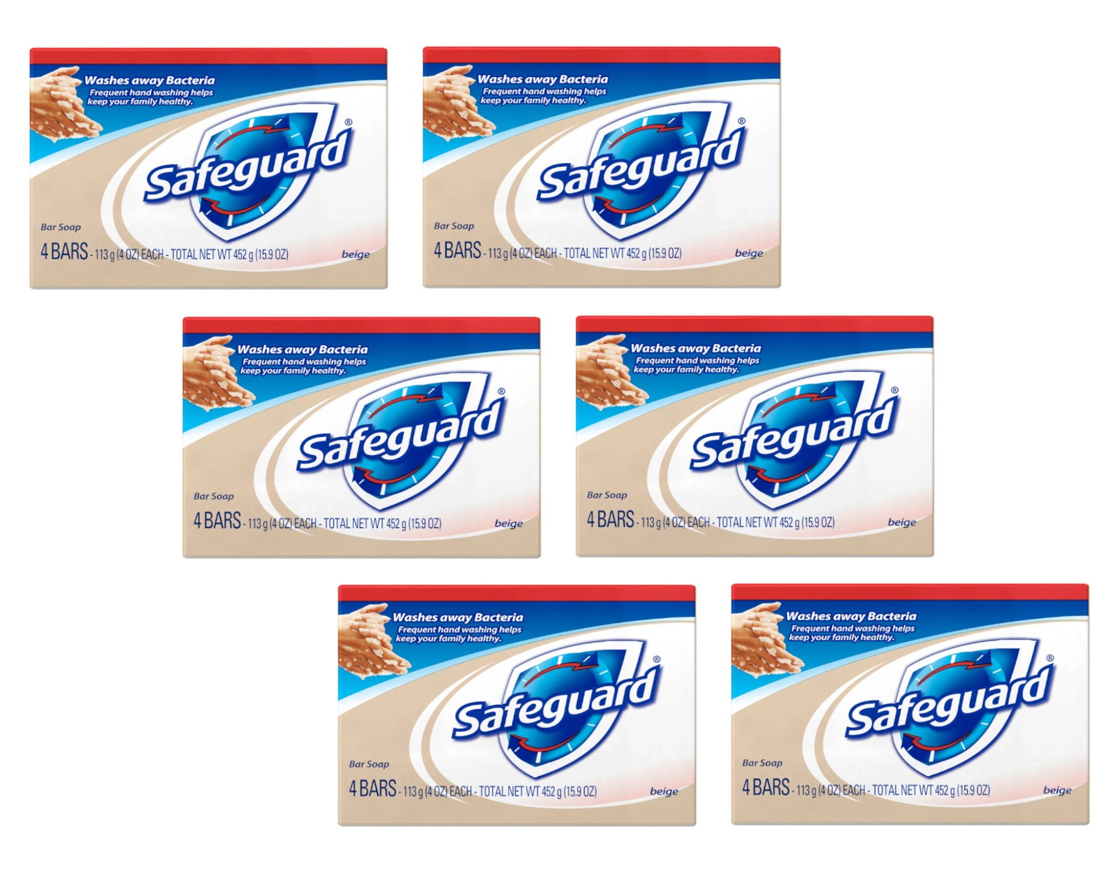 Safeguard Beige Bar Soap , 4 Oz. Antibacterical Deodorant, 4 Count – Pack of 6