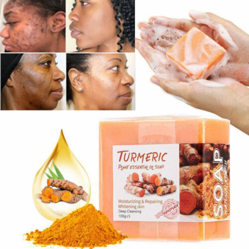3Pack Tumeric Soap Skin Whitening Dark Spots Remover lightening Acne Brightening