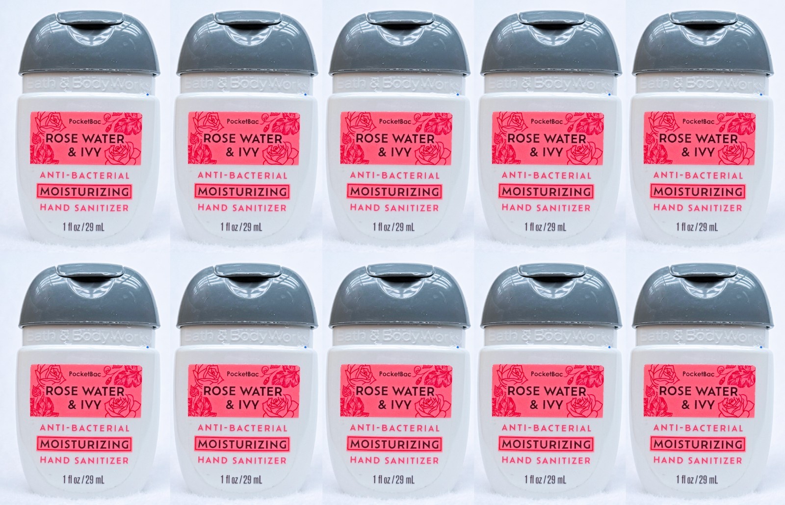 10 Bath Body Works ROSE WATER IVY Pocketbac AntiBac Hand Sanitizer Gel