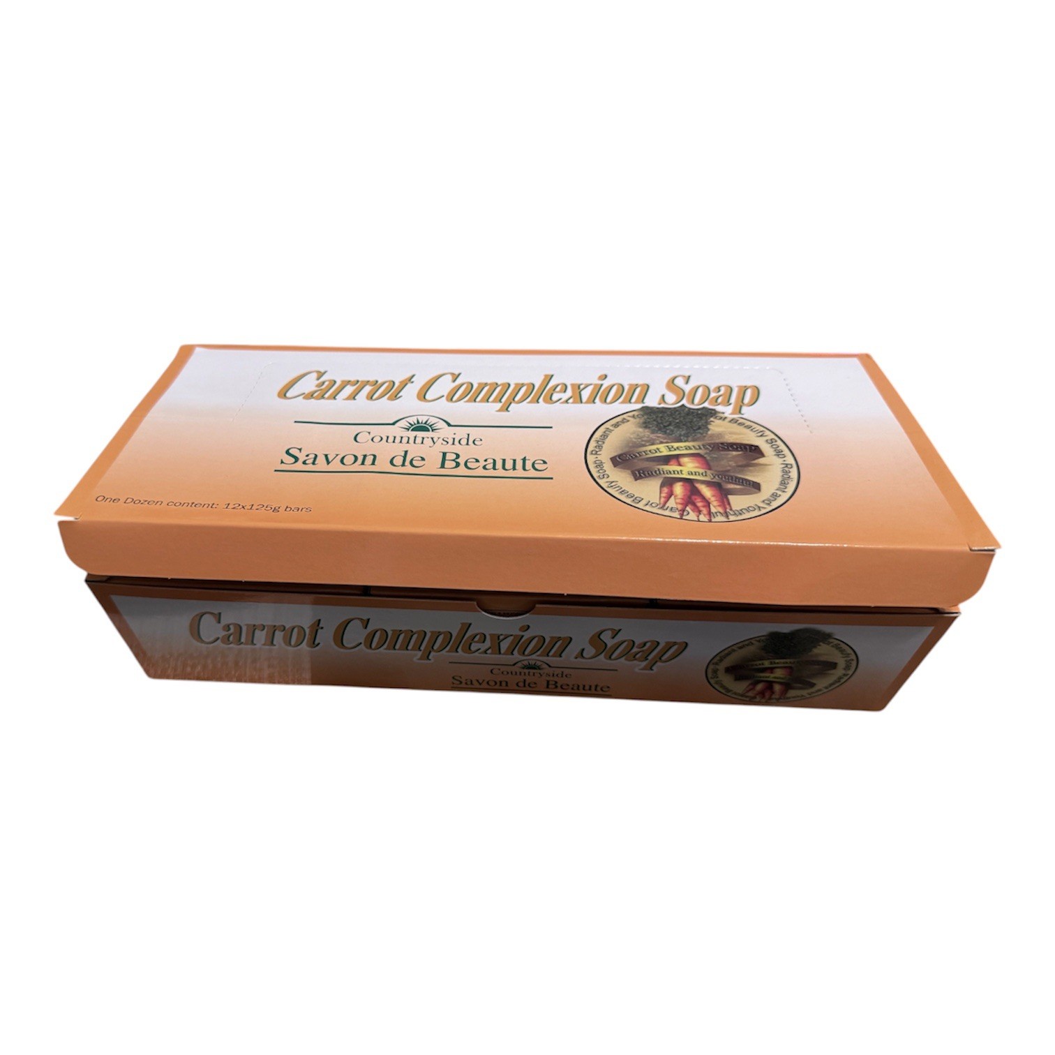 CARROT COMPLEXION SOAP BEAUTY BAR WITH CARROT OIL 125g (each) – 12-BARS