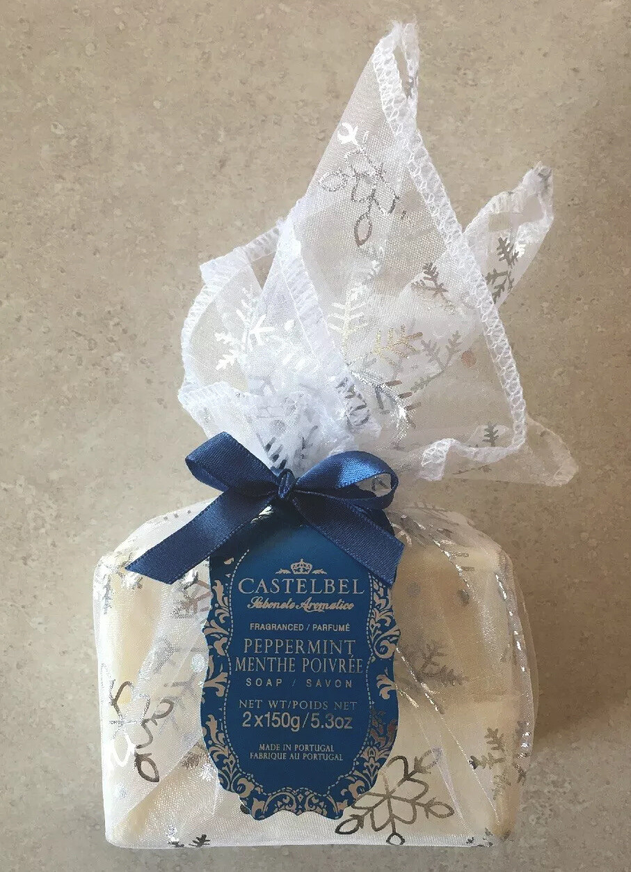 2 Castelbel Luxury Gift Fragranced Soap Bars Peppermint Portugal – Christmas