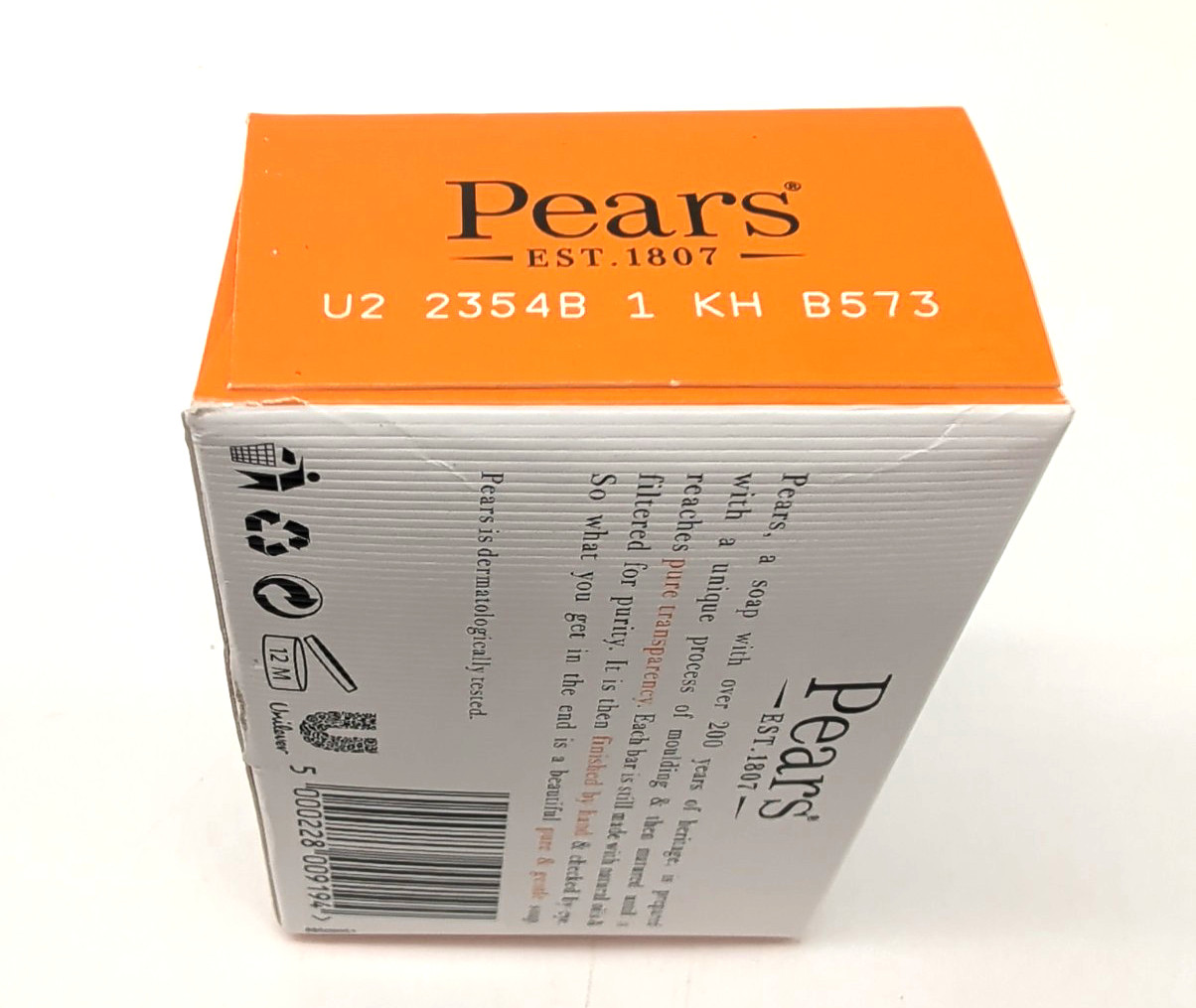 Pears Pure & Gentle Transparent Soap 4.4 oz/125 g. Bar Soap, Orange