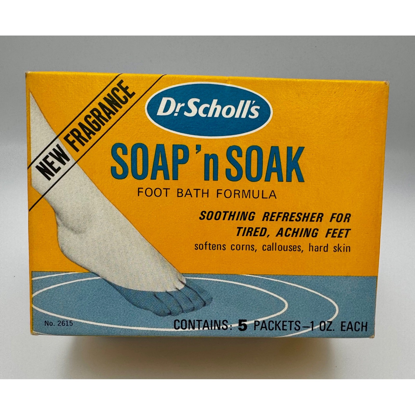 Vtg Dr Scholl’s Soap ‘n Soak Foot Bath Formula 5 Packets New Old Stock 1970s