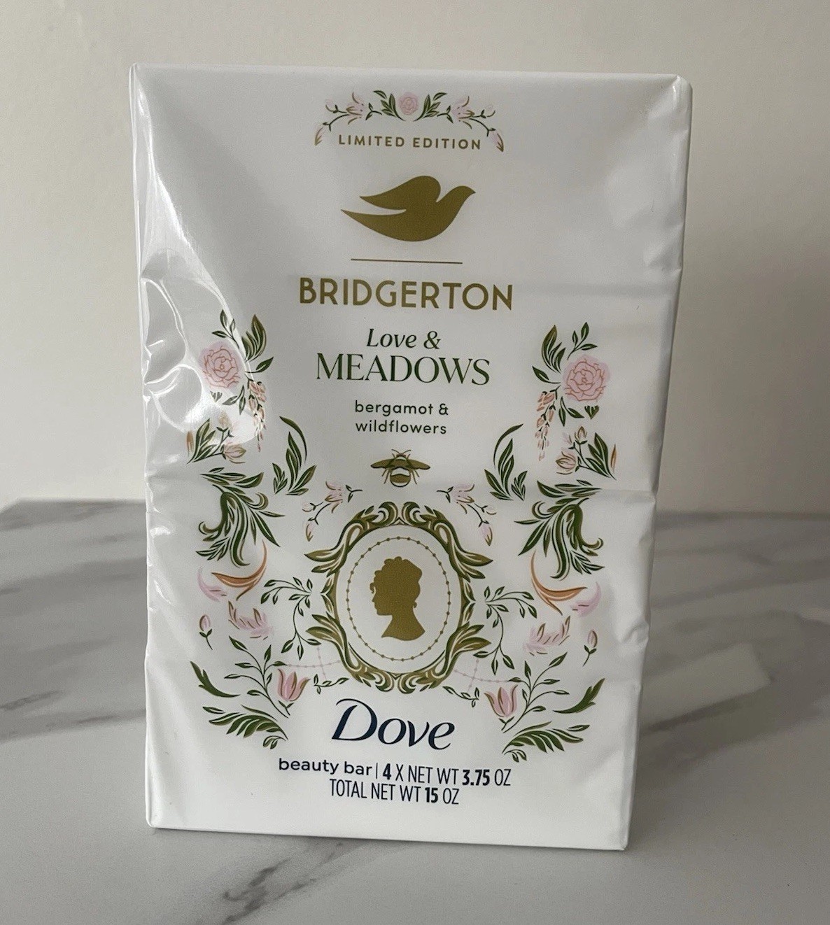 4 x Bridgerton Dove Love & Meadows Bergamot Wildflowers Beauty Bar Soap Soaps