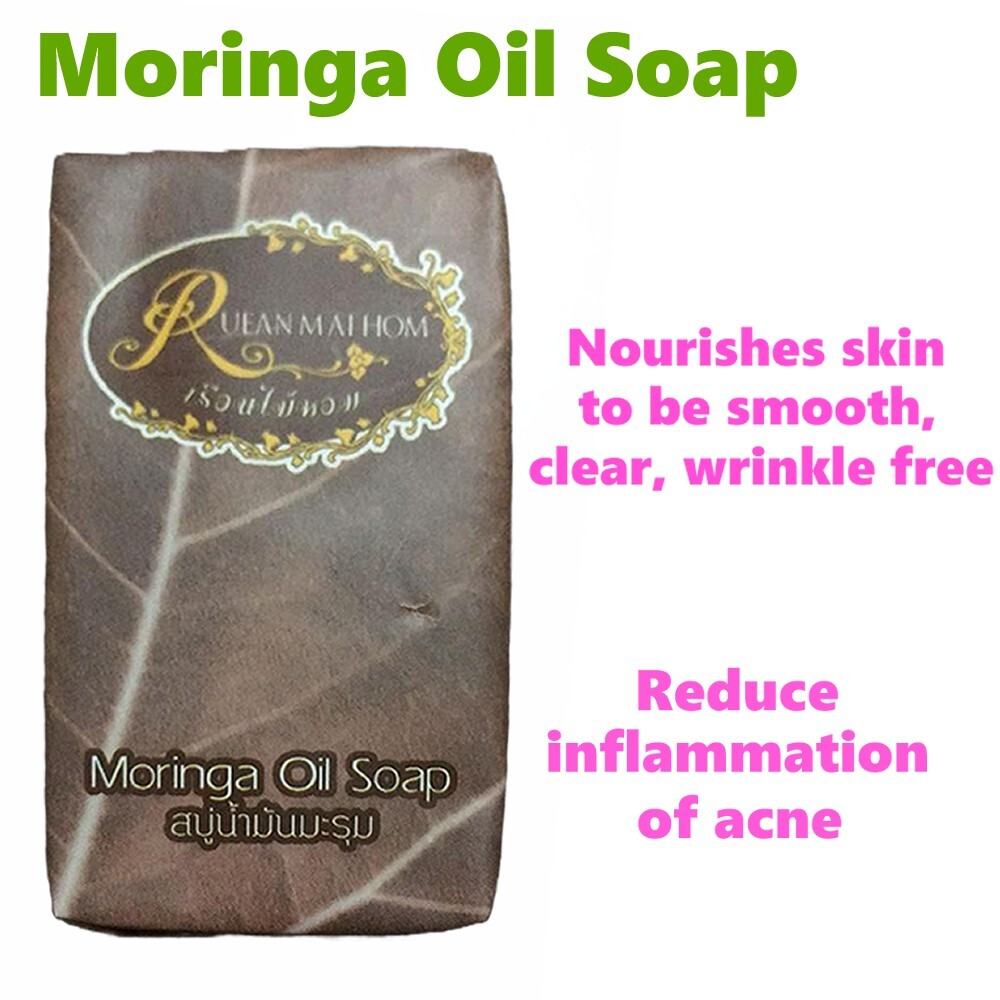 Moringa Oil Soap Herbal Organic Reduce Health inflammation of acne 80g 3 Pcs