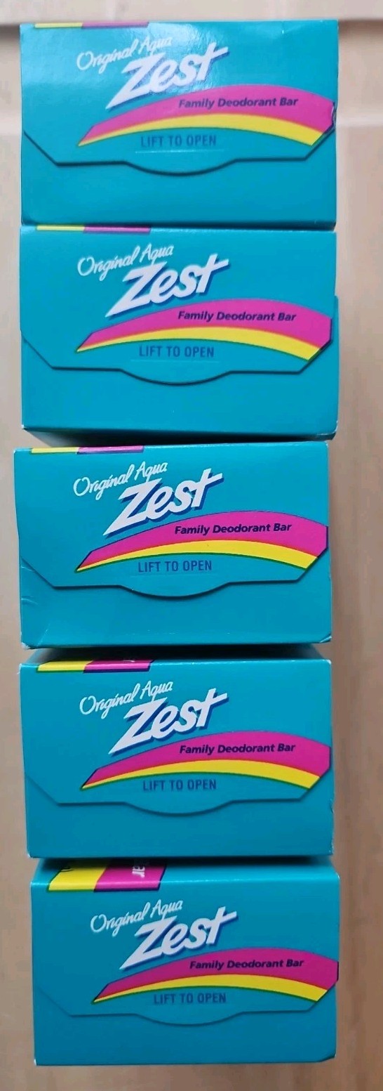 5 VTG ZEST 1992 Original Aqua Family Deodorant Bar Soap 3.2oz New Sealed