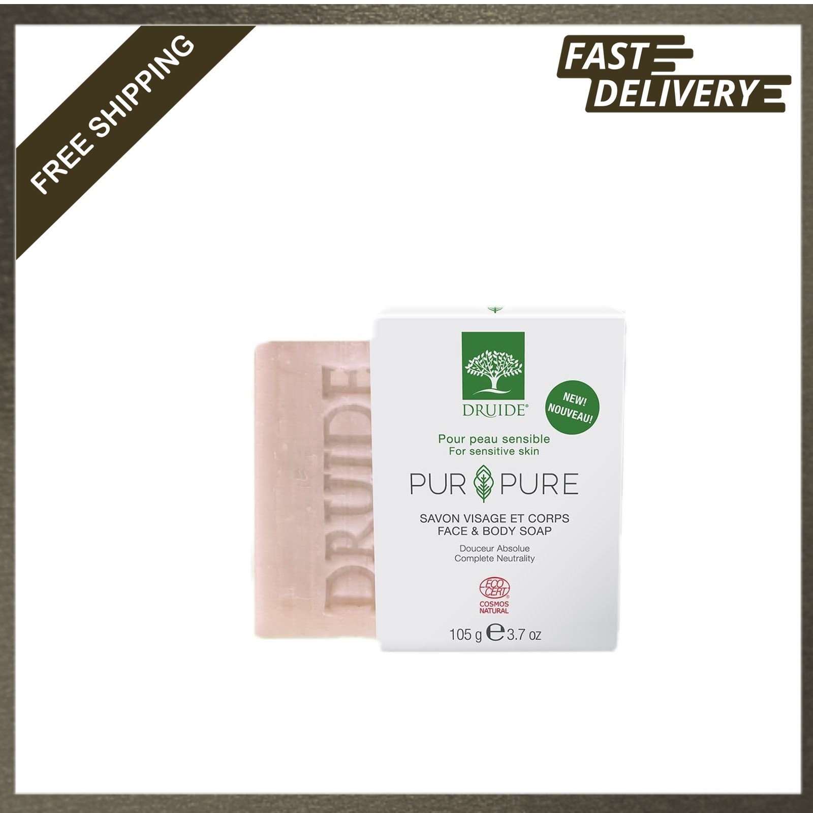Organic Body Soap Bar Natural Face Skin Care Biodegradable 105g Men Women Gentle