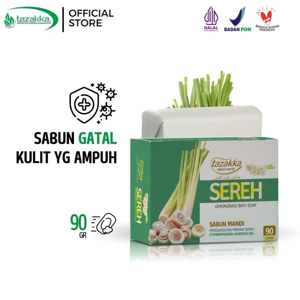Natural Lemongrass Soap Bar Body Wash – 90g (Permanent Deodorant & Skin Care)