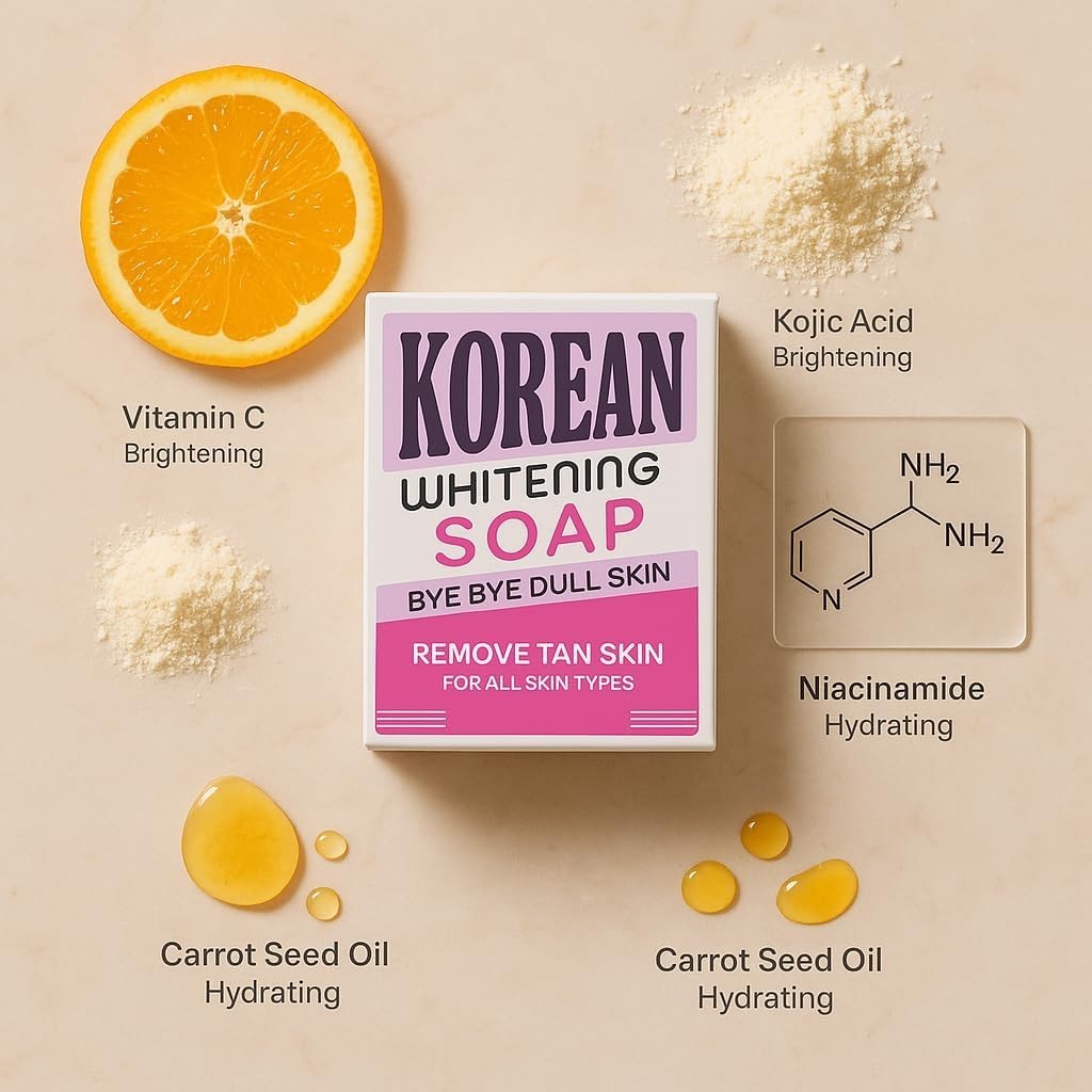 Korean Whitening Soap – Bye Bye Dull Skin, Remove Tanning, Brightening Face & Bo