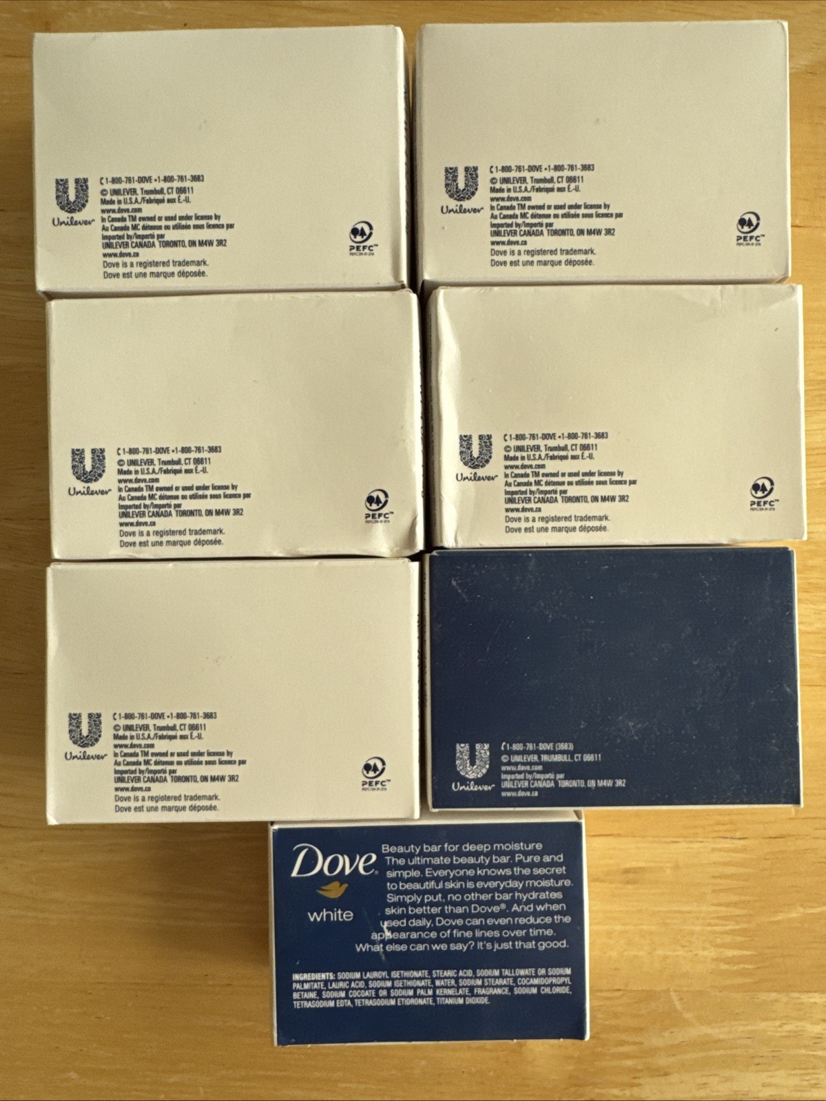 Dove White Lot Of 6 Full Size Soap Bars + 1 Travel Size New In Boxes