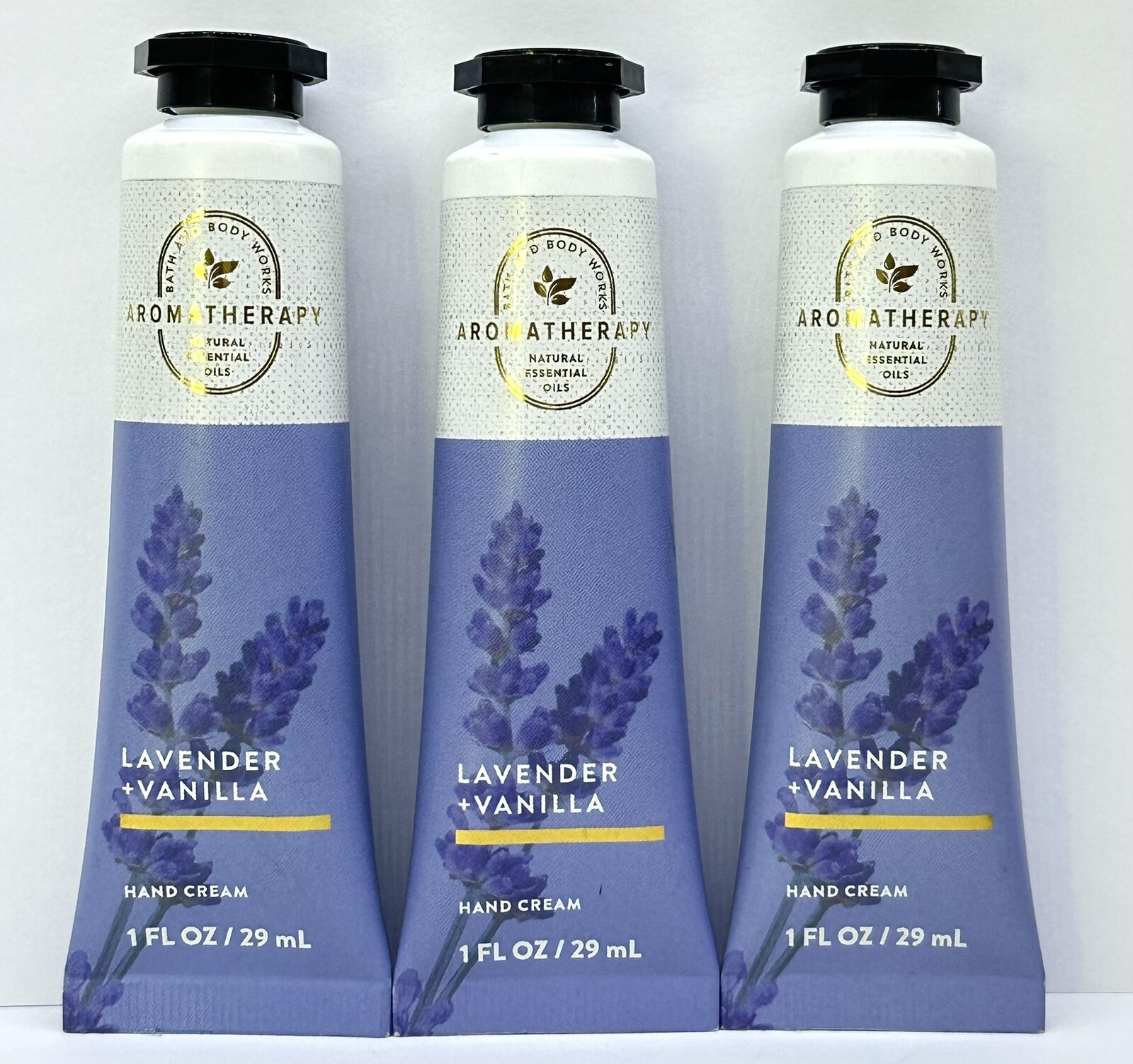 3 BATH & BODY WORKS AROMATHERAPY LAVENDER VANILLA HAND CREAM LOTION 1 OZ TRAVEL
