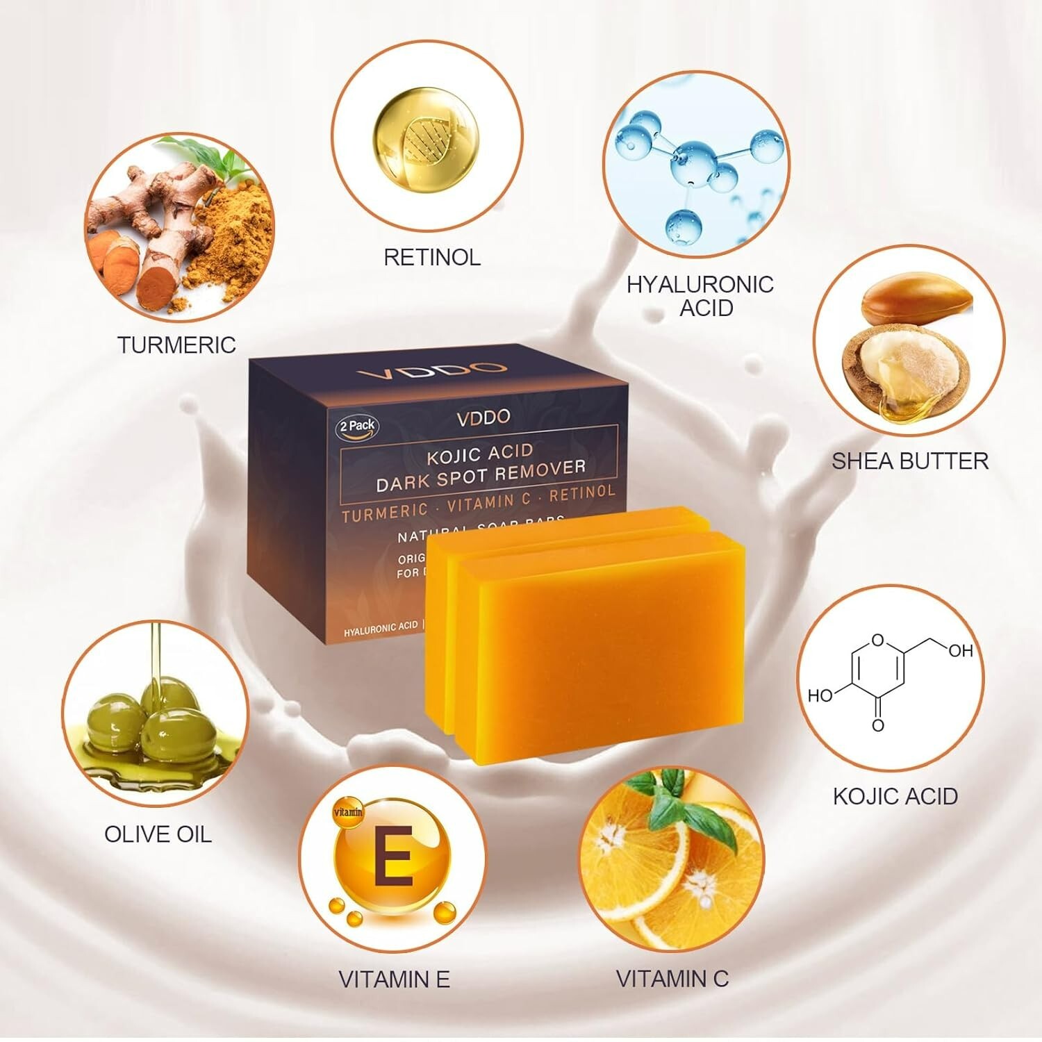 VDDO-Kojic-Acid-Soap Turmeric – Dark spots / Vitamin C, E, Retinol, Collagen